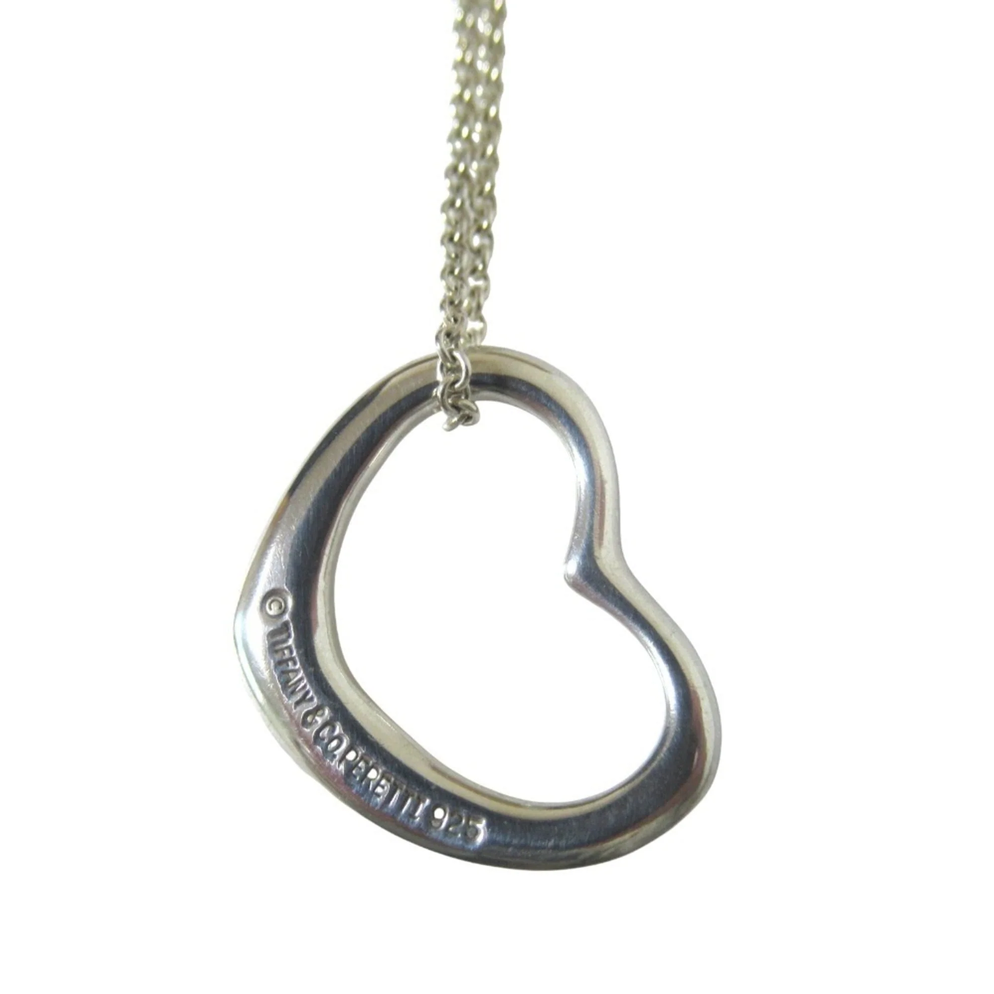 Open Heart Pendant Necklace Sterling Silver 22mm - Image 2