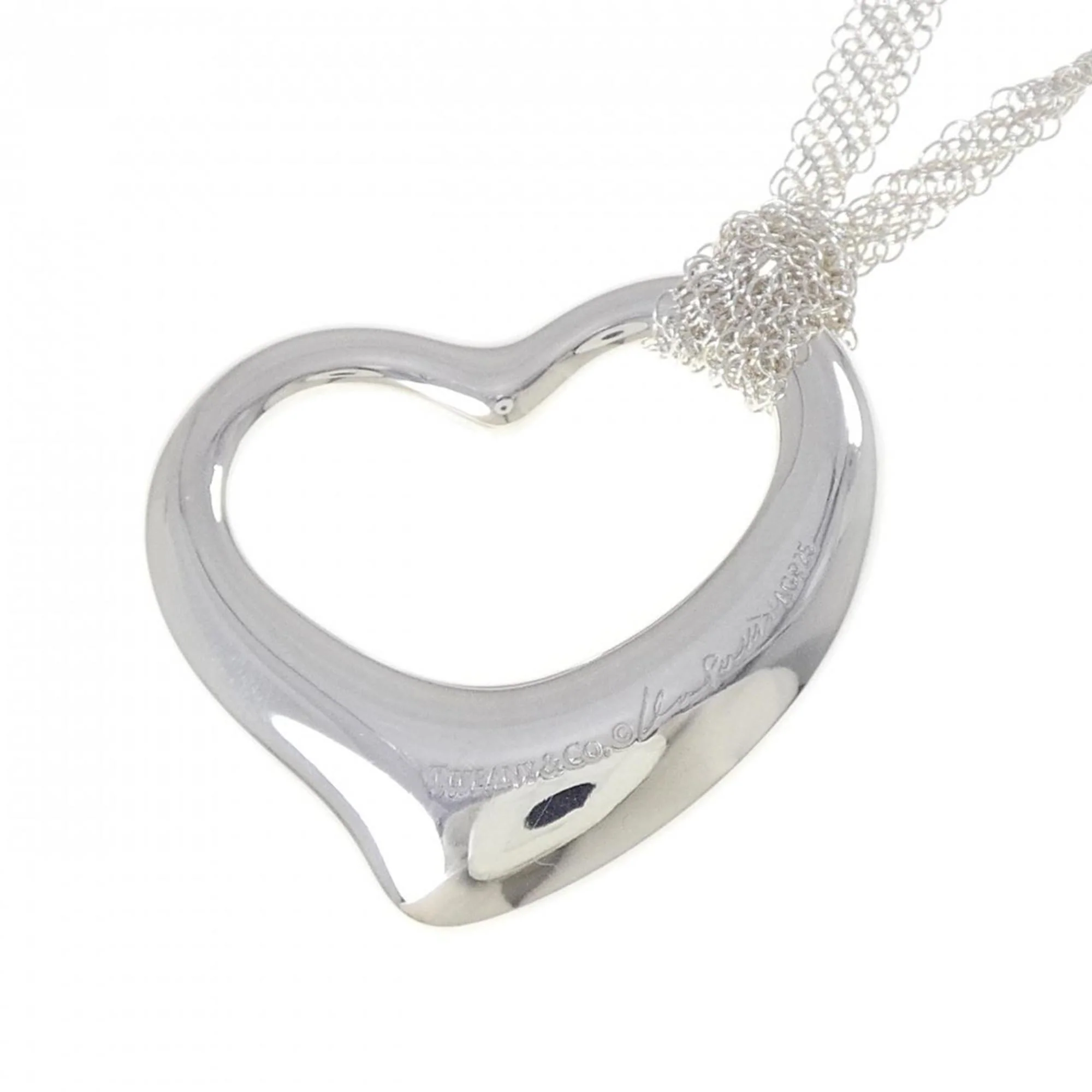 Open Heart Pendant Necklace Sterling Silver 35.3mm - Image 4