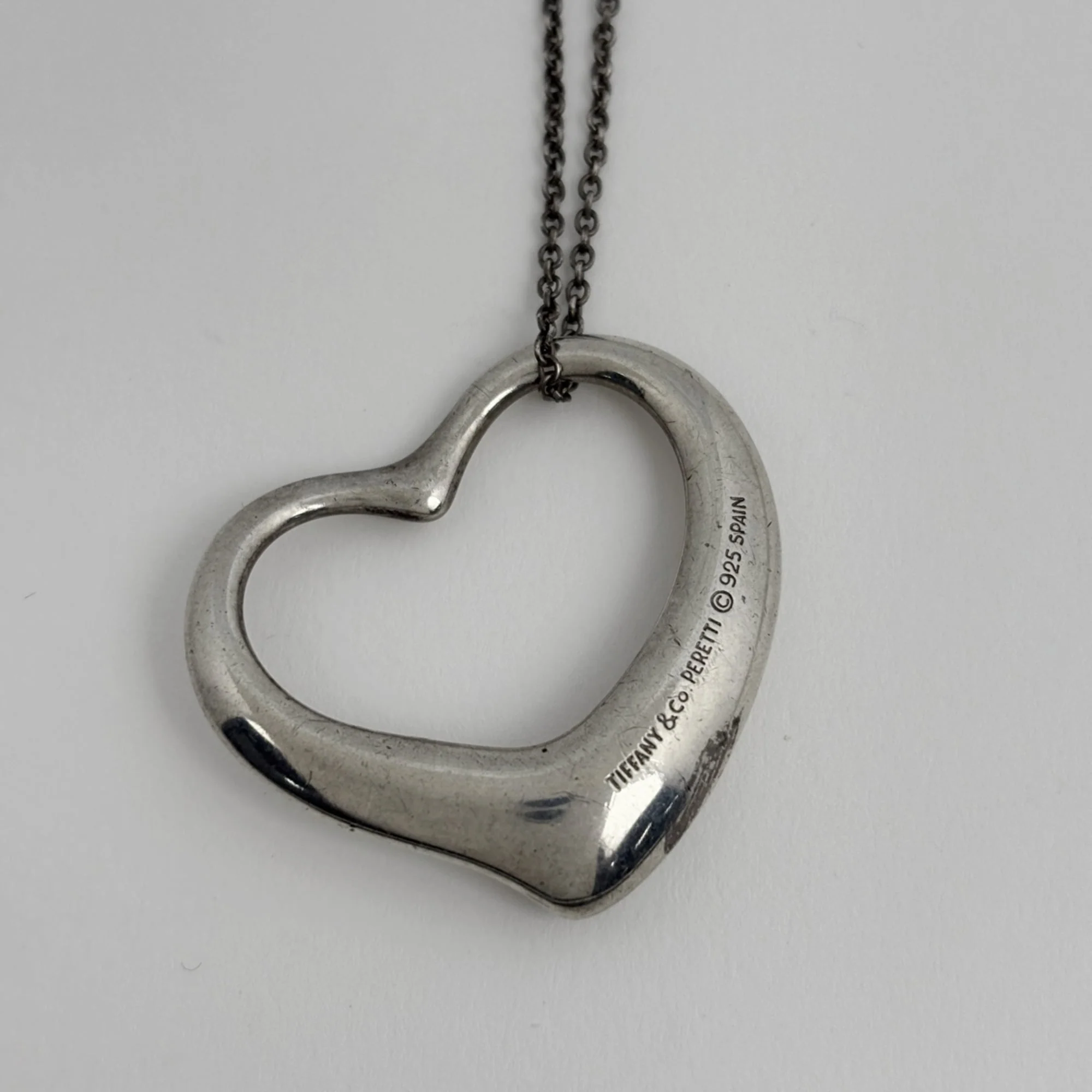 Open Heart Pendant Necklace Sterling Silver 3.5mm - Image 2