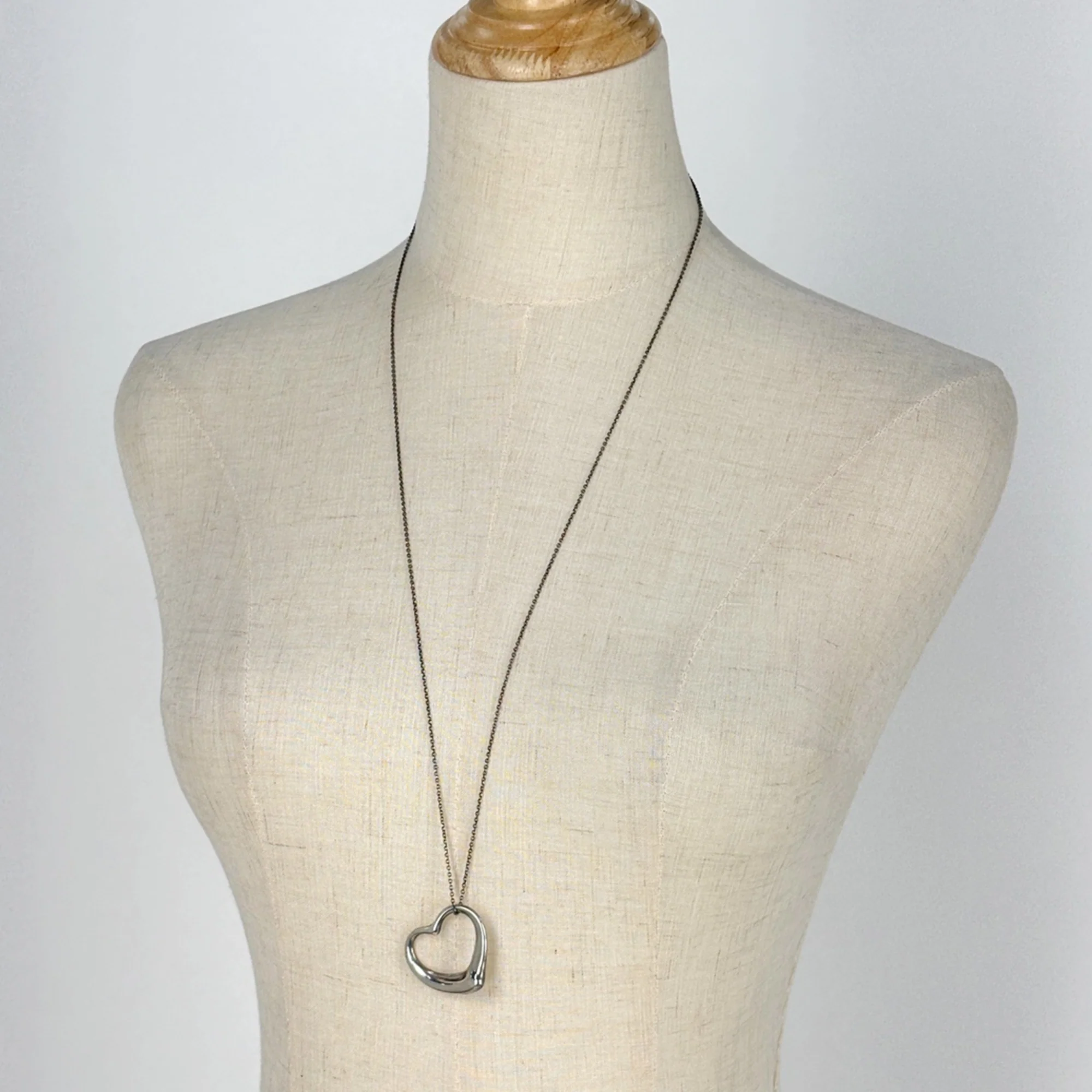 Open Heart Pendant Necklace Sterling Silver 3.5mm - Image 5