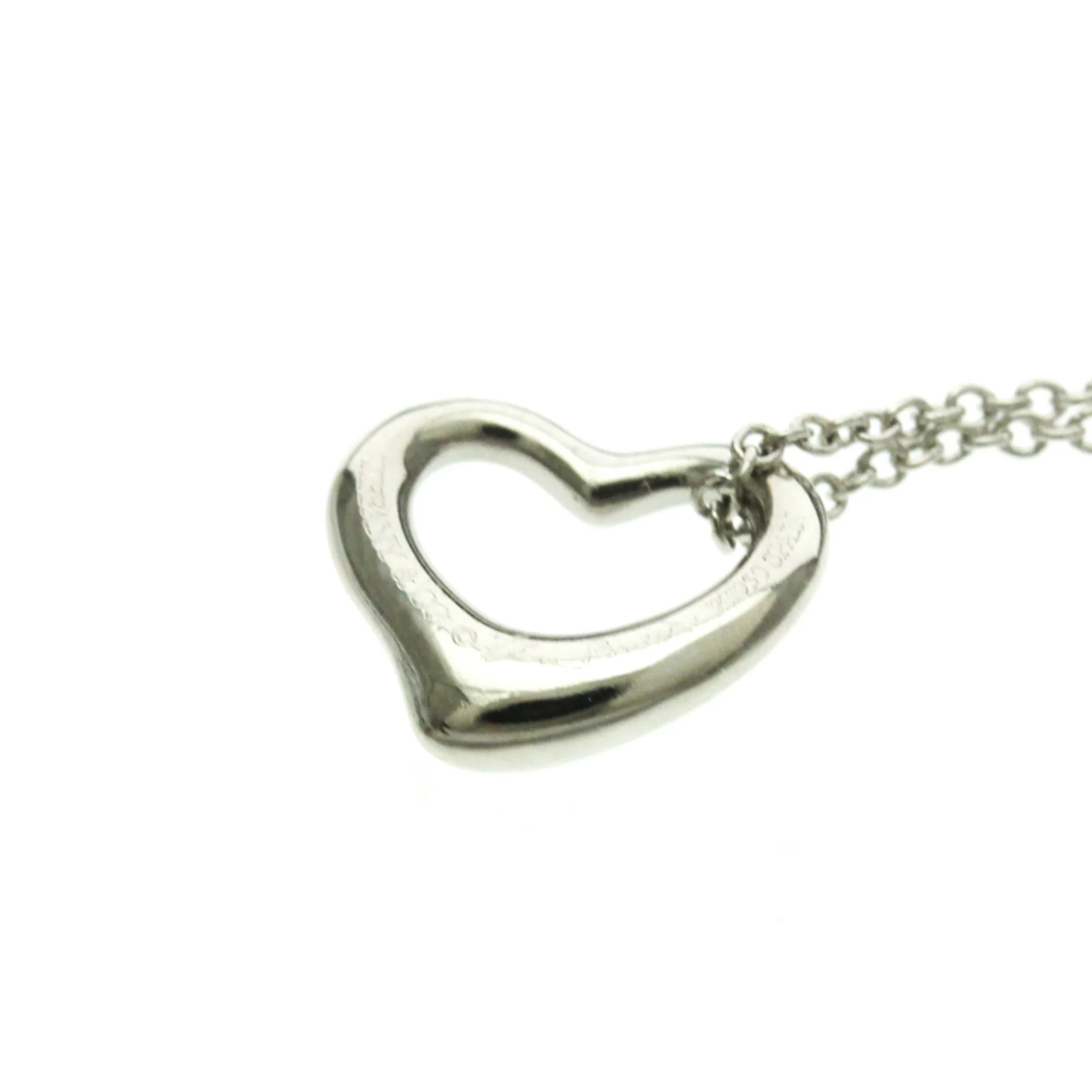 Open Heart Pendant Necklace Sterling Silver and Platinum 10.5mm - Image 7
