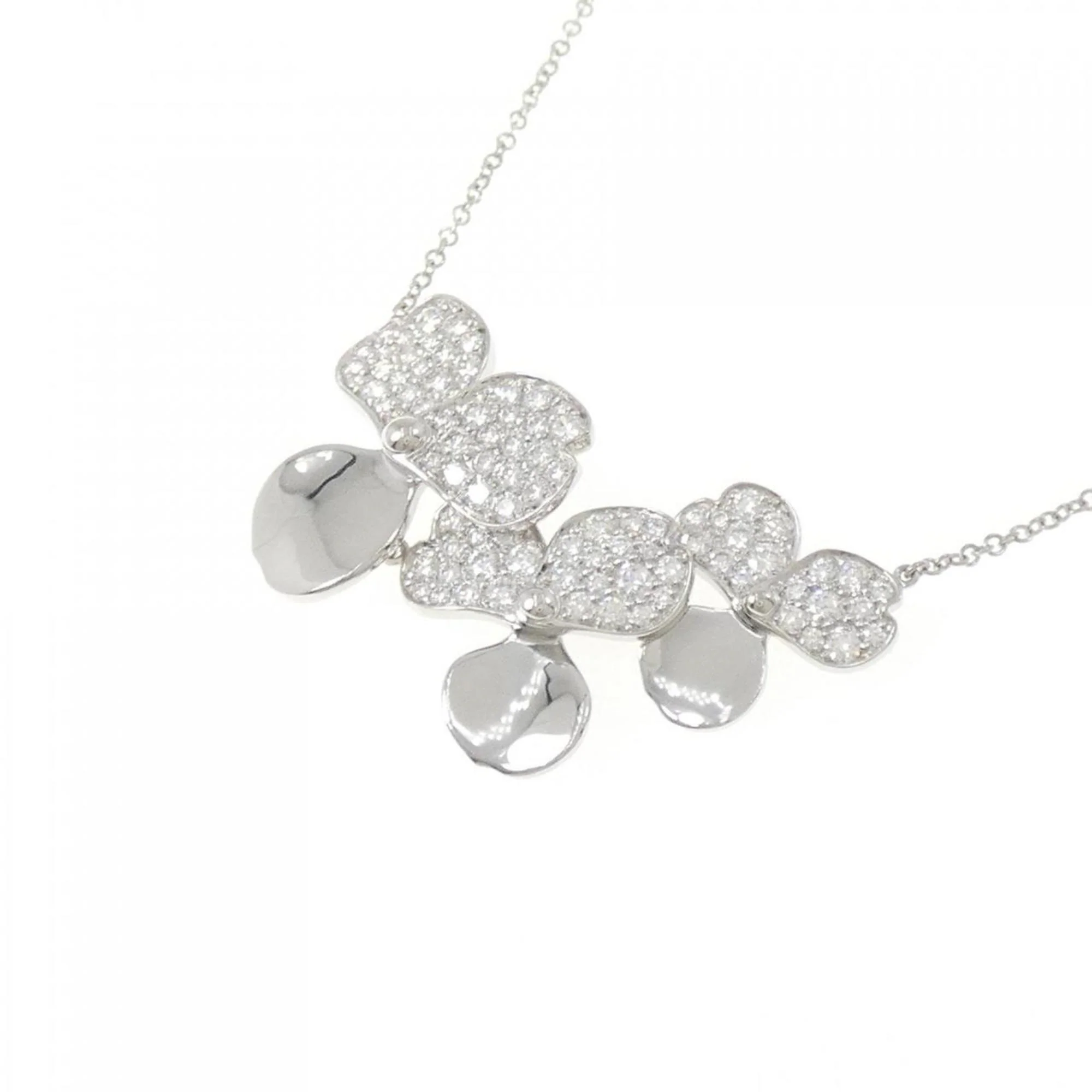 Paper Flower Cluster Pendant Necklace Platinum with Diamond - Image 3