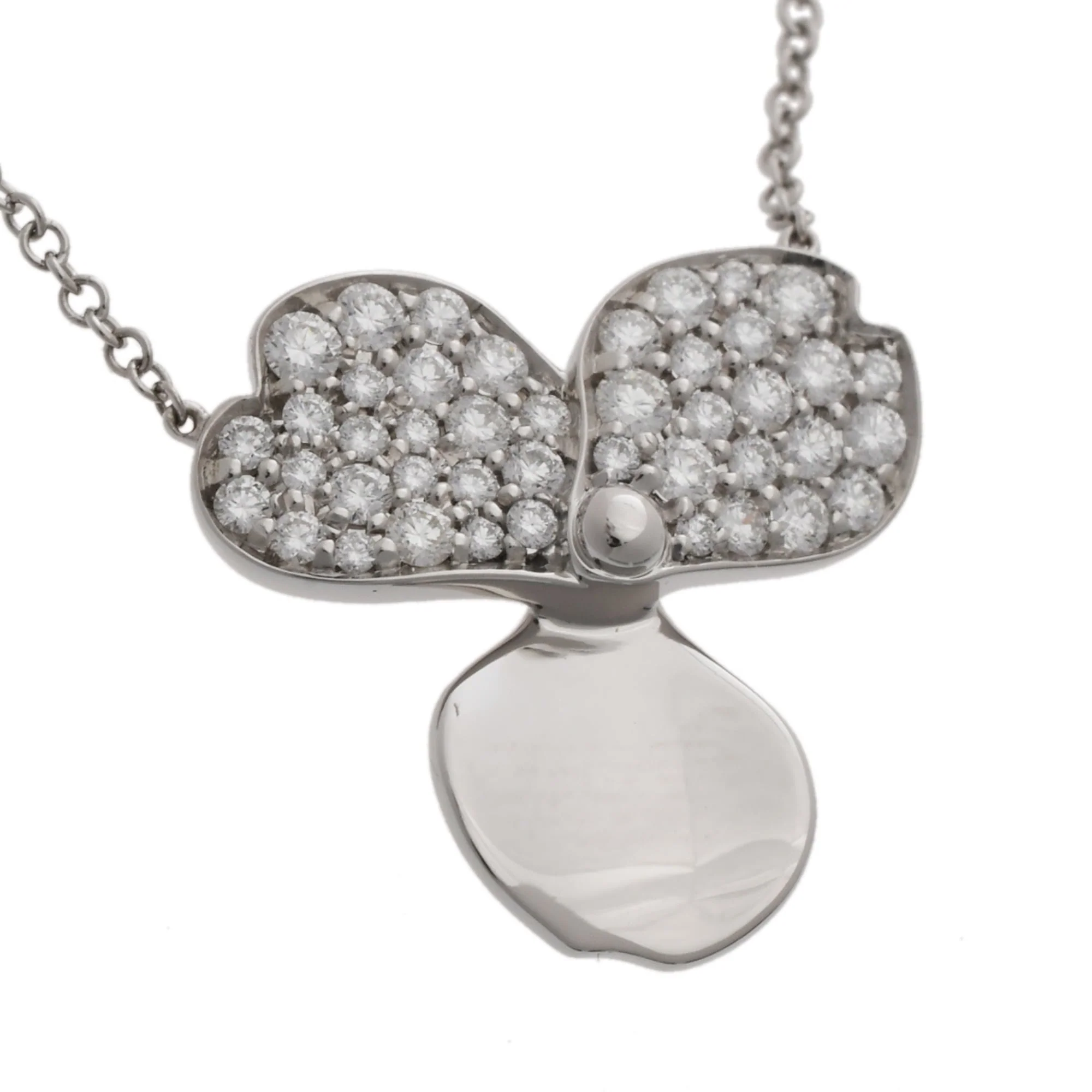 Paper Flower Pendant Necklace Platinum with Diamond - Image 4