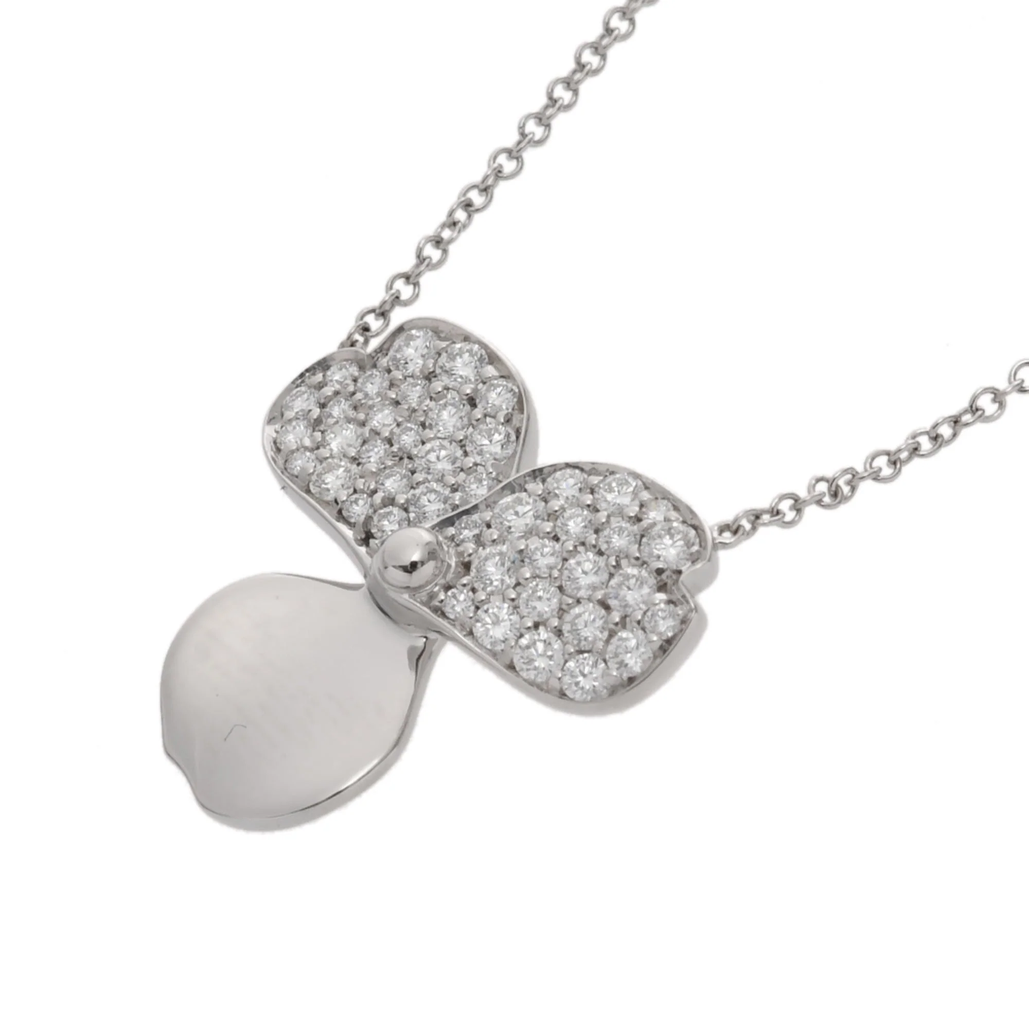 Paper Flower Pendant Necklace Platinum with Diamond - Image 7