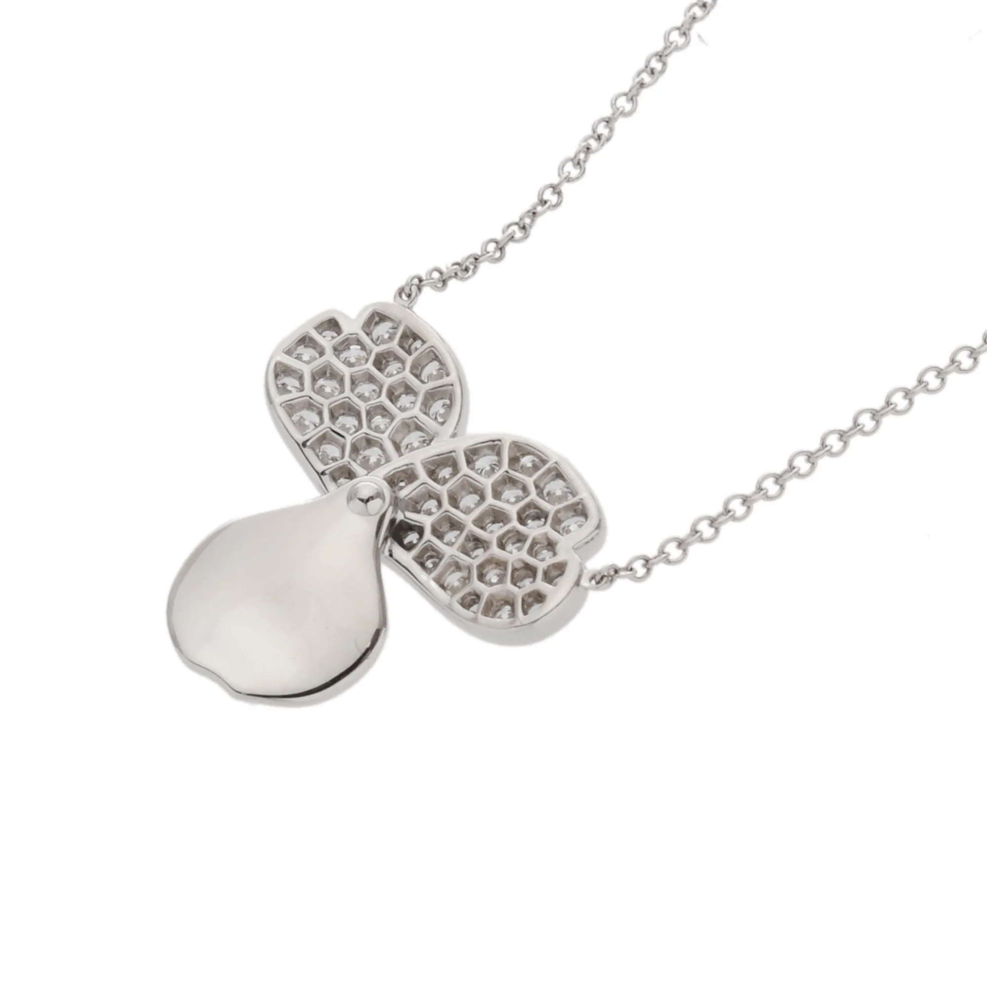 Paper Flower Pendant Necklace Platinum with Diamond - Image 8
