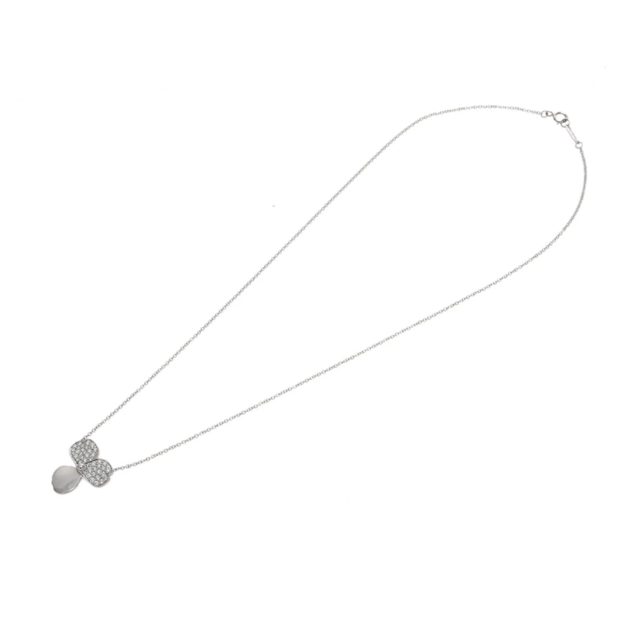Paper Flower Pendant Necklace Platinum with Diamond - Image 9