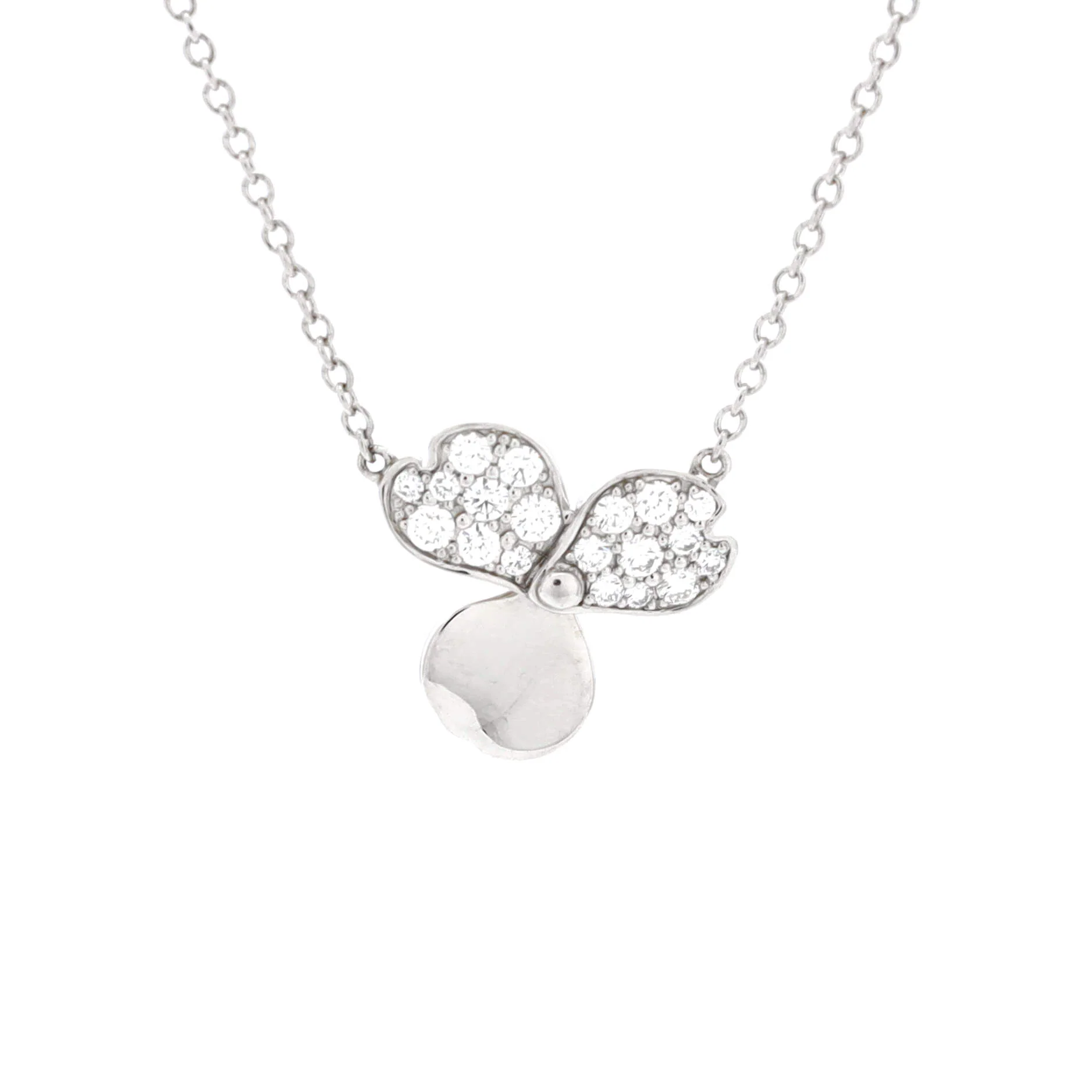 Paper Flowers Pendant Necklace Platinum and Diamonds Small