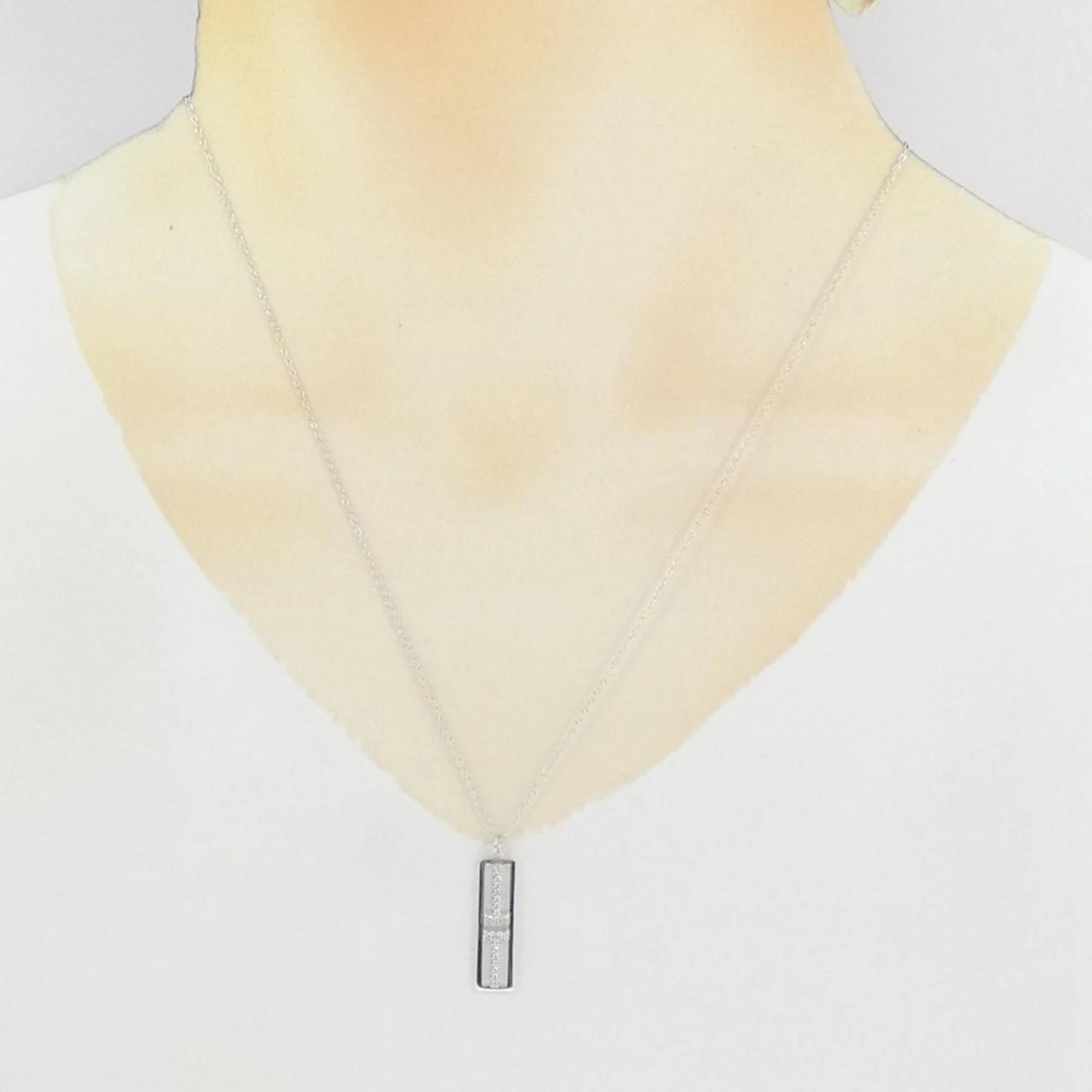 Pendant Necklace 18K White Gold with Diamond - Image 6