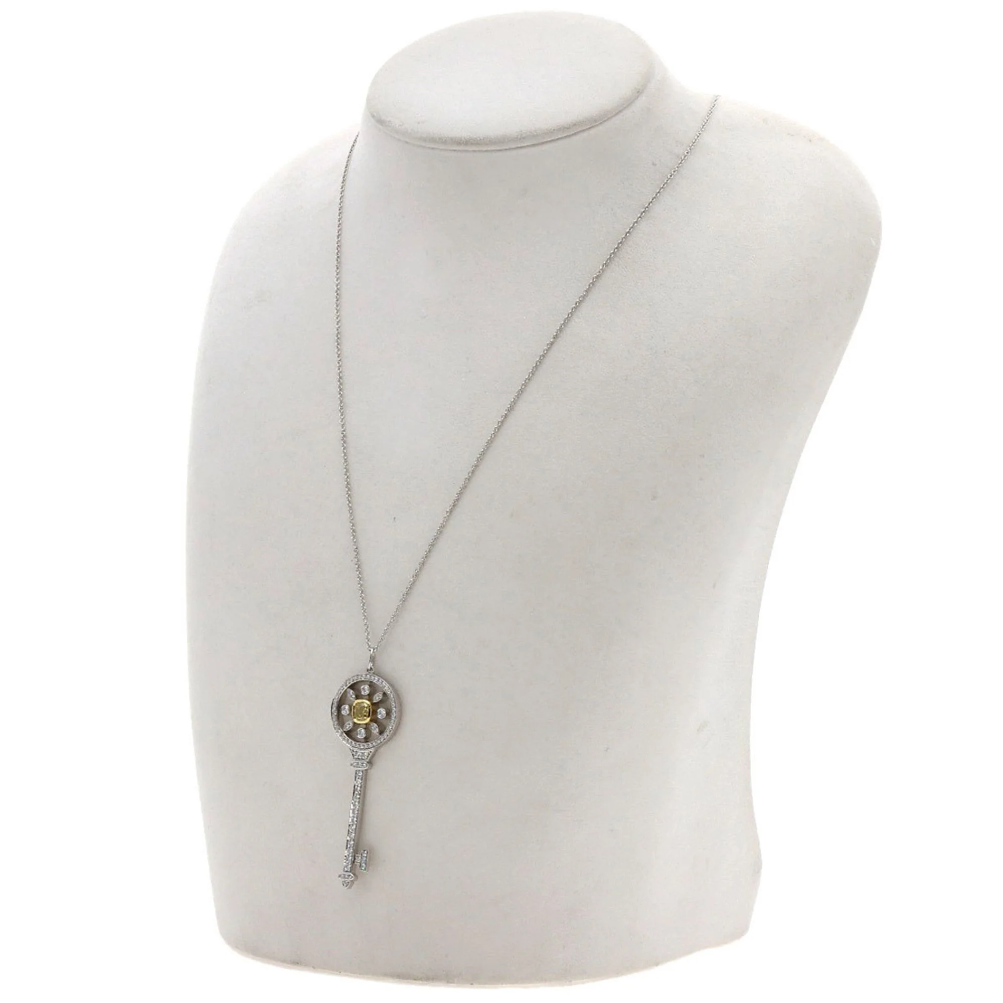 Pendant Necklace Platinum and 18K Yellow Gold with Diamond - Image 6