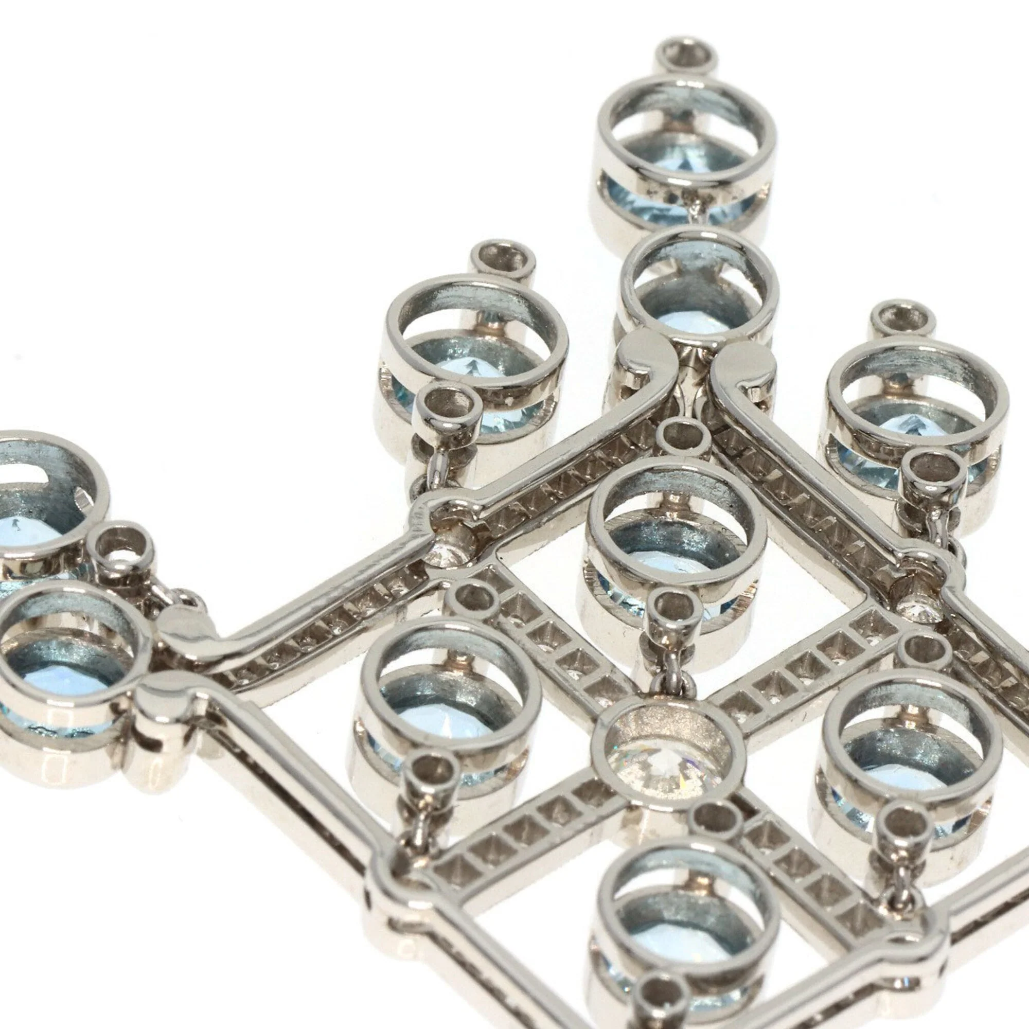 Pendant Necklace Platinum with Aquamarine and Diamond - Image 5