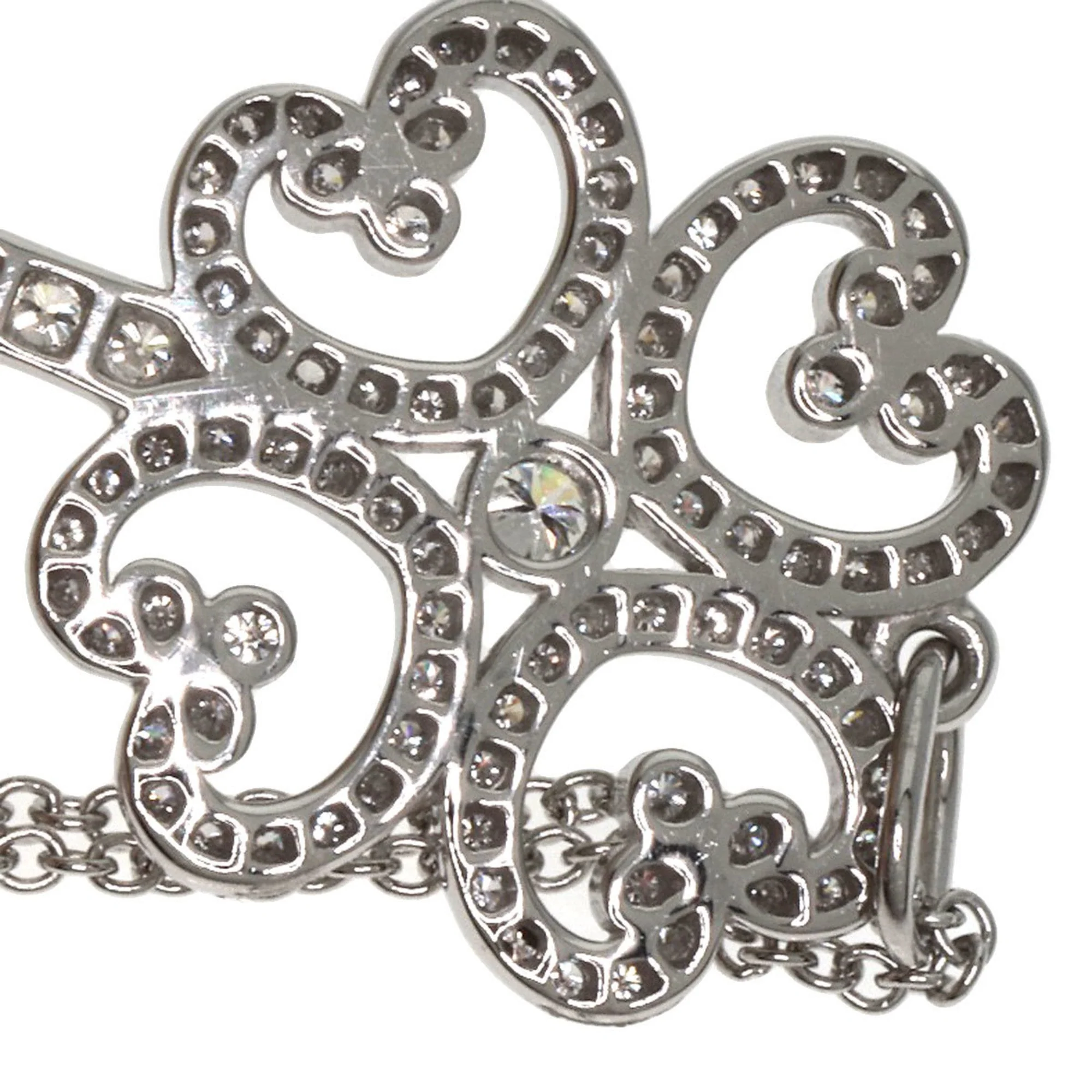 Quatra Heart Key Pendant Necklace Platinum with Diamond - Image 6