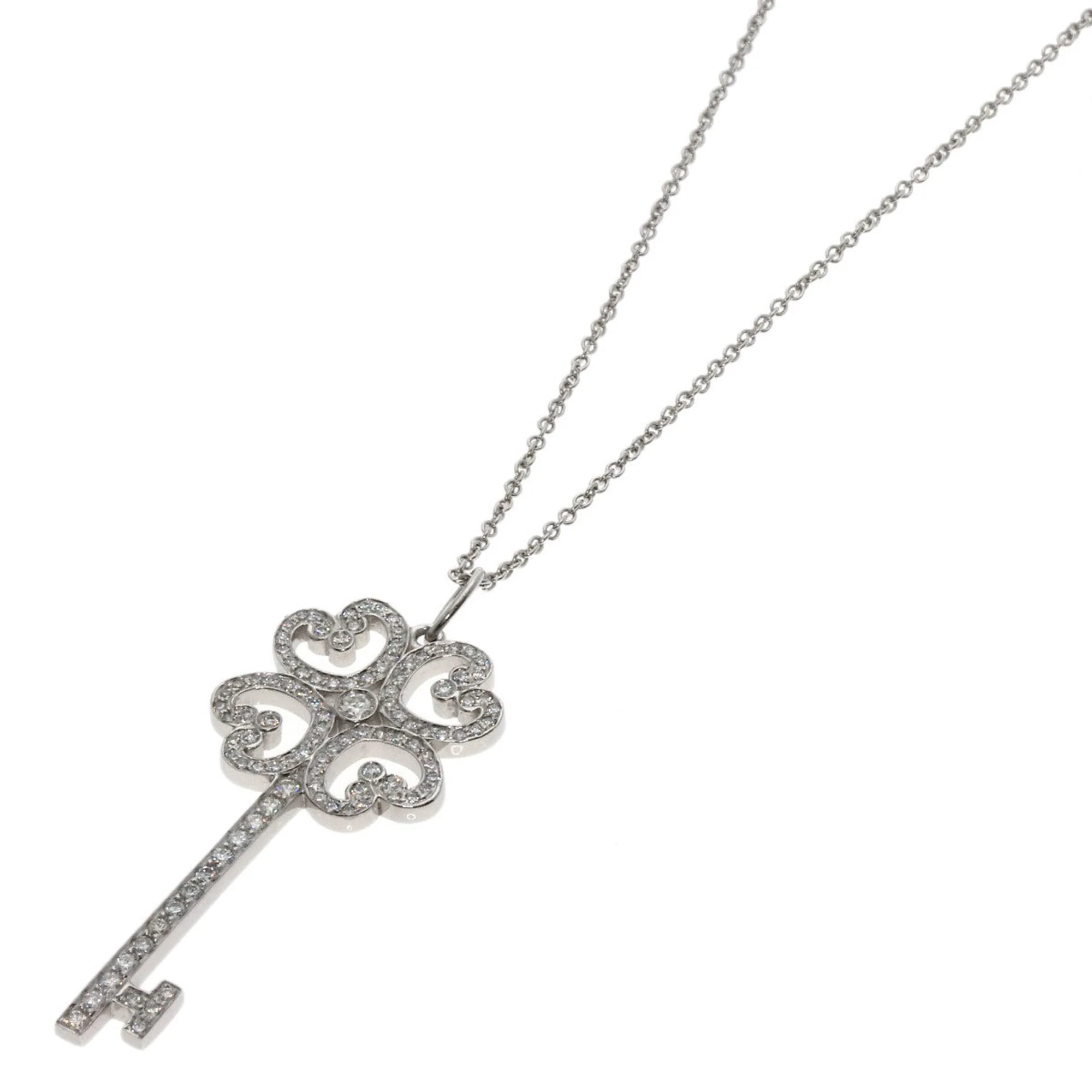Quatra Heart Key Pendant Necklace Platinum with Diamond - Image 8