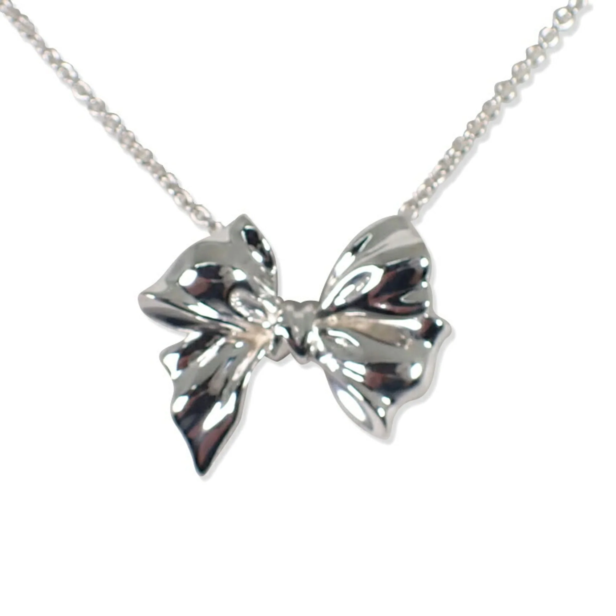 Ribbon Motif Pendant Necklace Sterling Silver