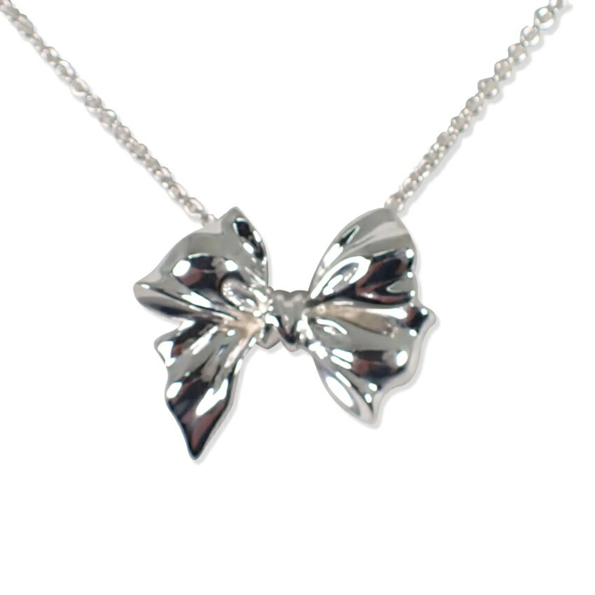 Ribbon Motif Pendant Necklace Sterling Silver - Image 2