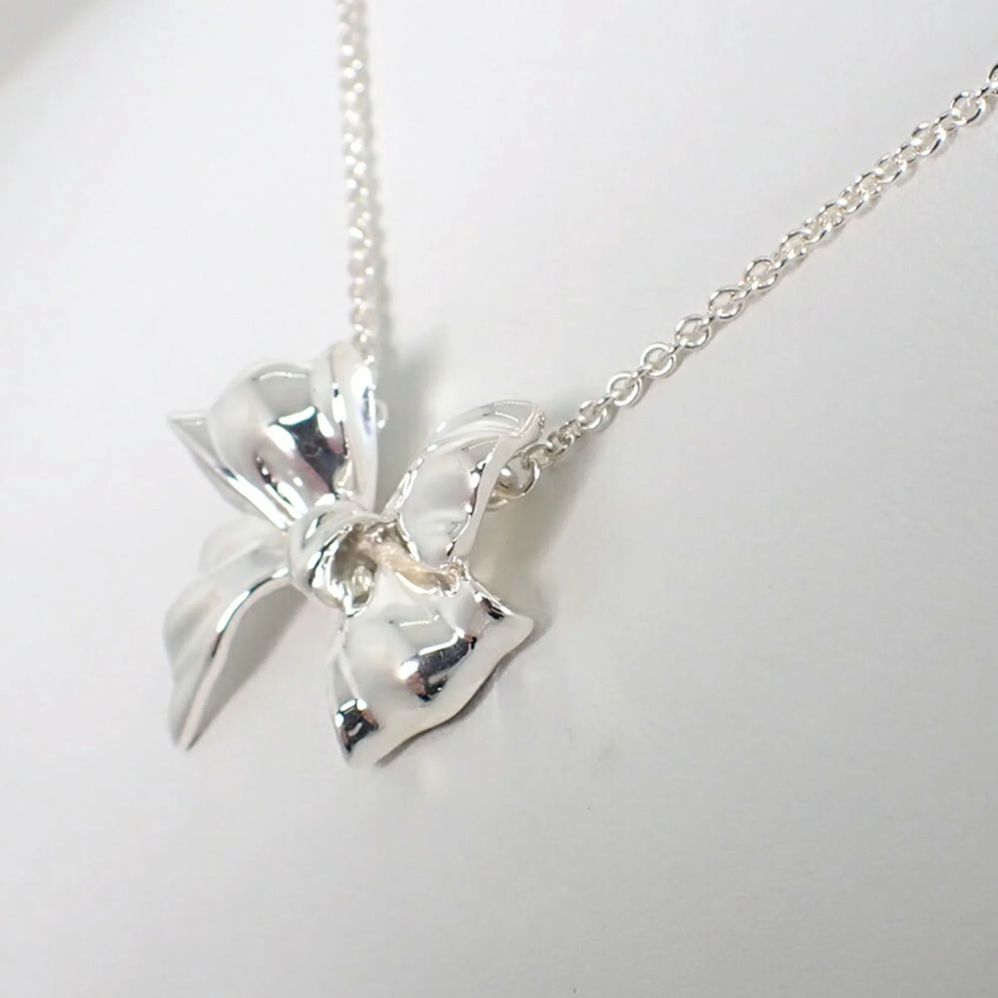 Ribbon Motif Pendant Necklace Sterling Silver - Image 5