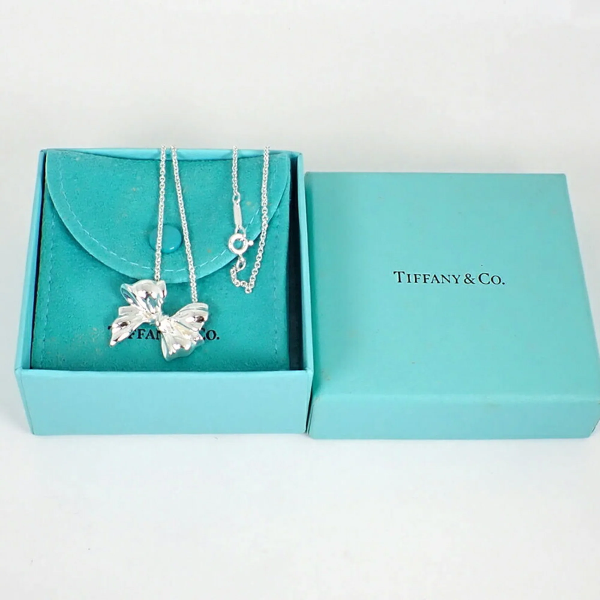Ribbon Motif Pendant Necklace Sterling Silver - Image 8