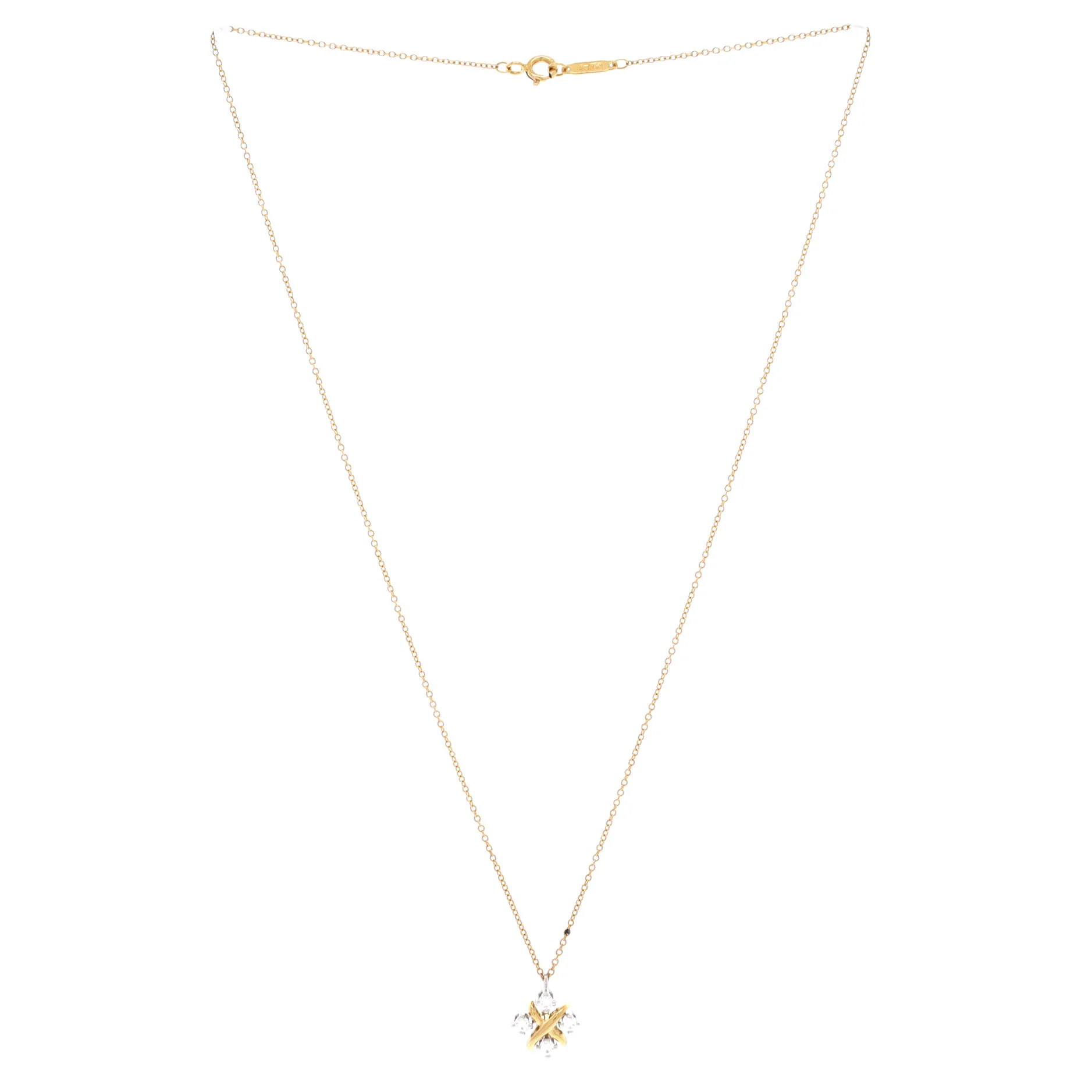 Schlumberger Lynn Pendant Necklace 18K Yellow Gold and Platinum with Diamonds - Image 3