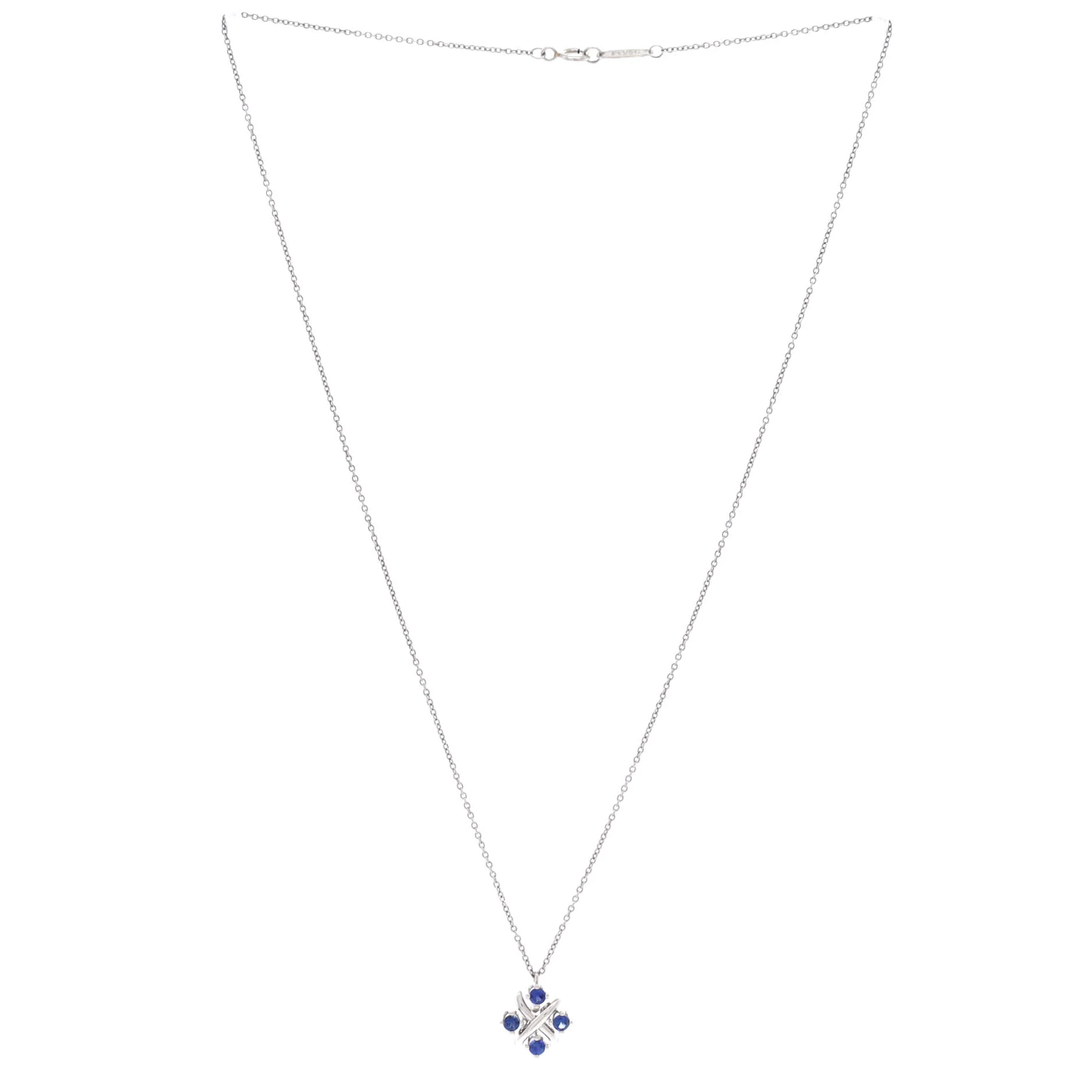 Schlumberger Lynn Pendant Necklace Platinum with Blue Sapphires - Image 2
