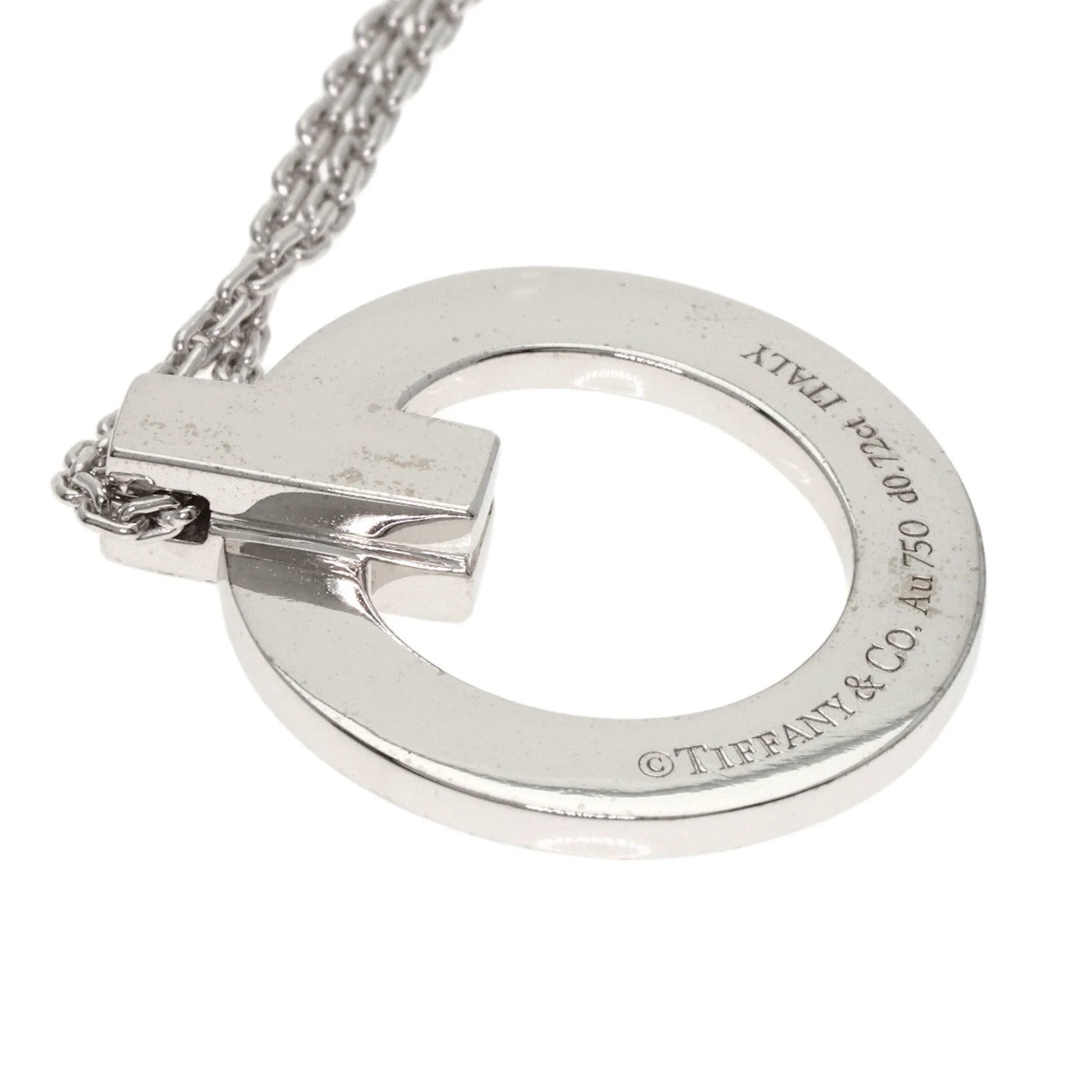 T Pendant Necklace 18K White Gold and Diamond - Image 5