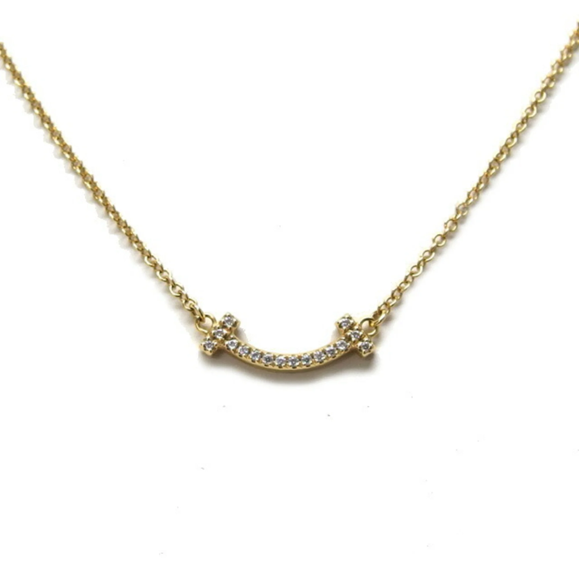 T Smile Mini Pendant Necklace 18K Yellow Gold with Diamonds - Image 2