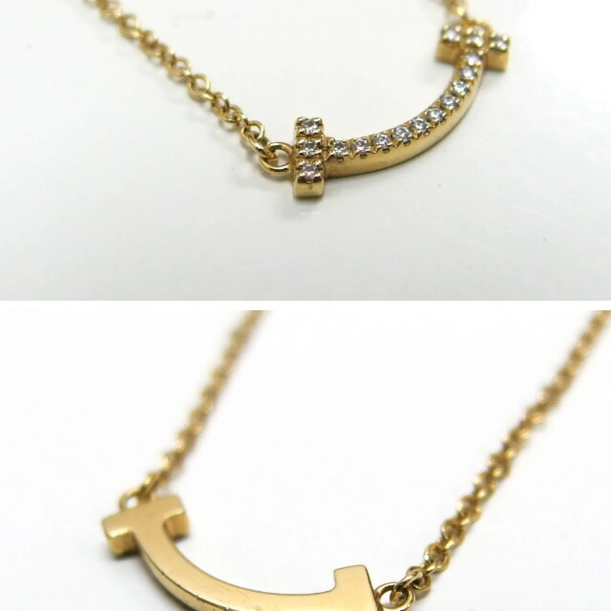 T Smile Mini Pendant Necklace 18K Yellow Gold with Diamonds - Image 5