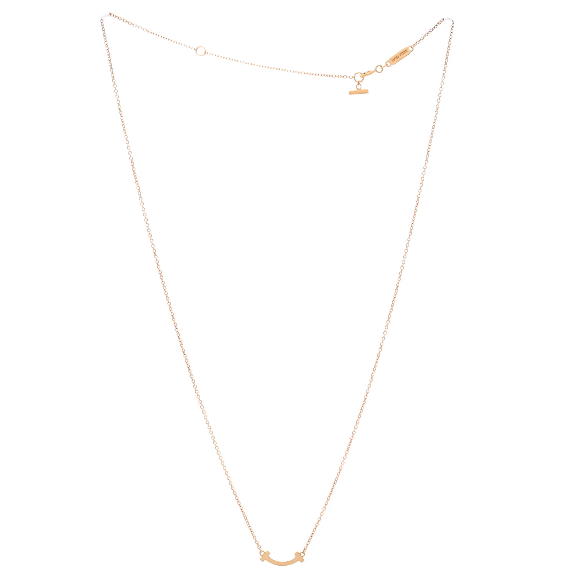 T Smile Pendant Necklace 18K Rose Gold Mini - Image 3