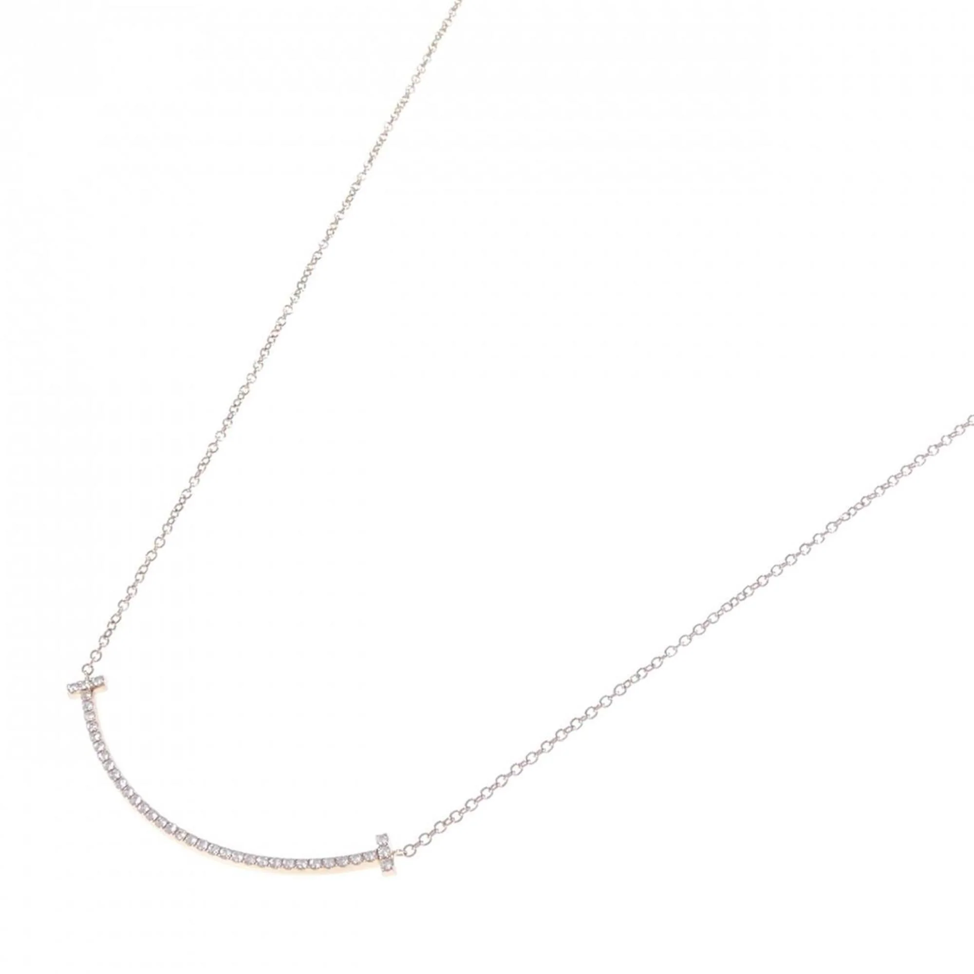 T Smile Pendant Necklace 18K Rose Gold with Diamonds - Image 2