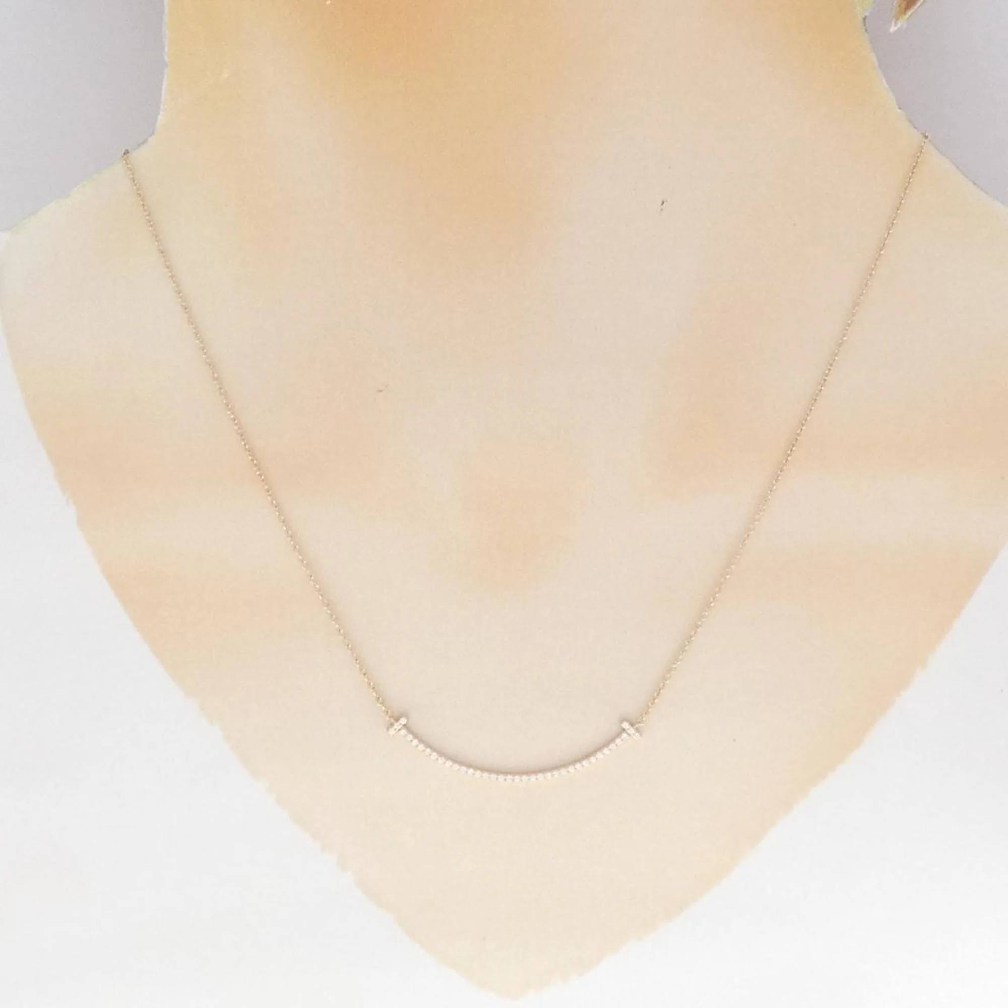 T Smile Pendant Necklace 18K Rose Gold with Diamonds - Image 6
