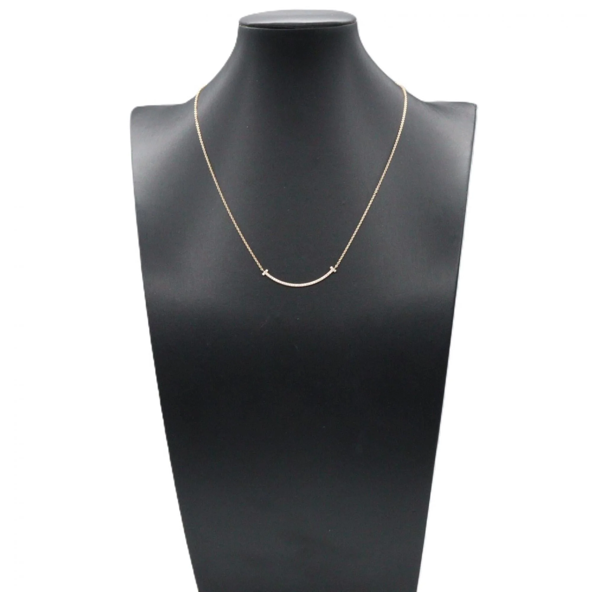 T Smile Pendant Necklace 18K Rose Gold with Diamonds - Image 6