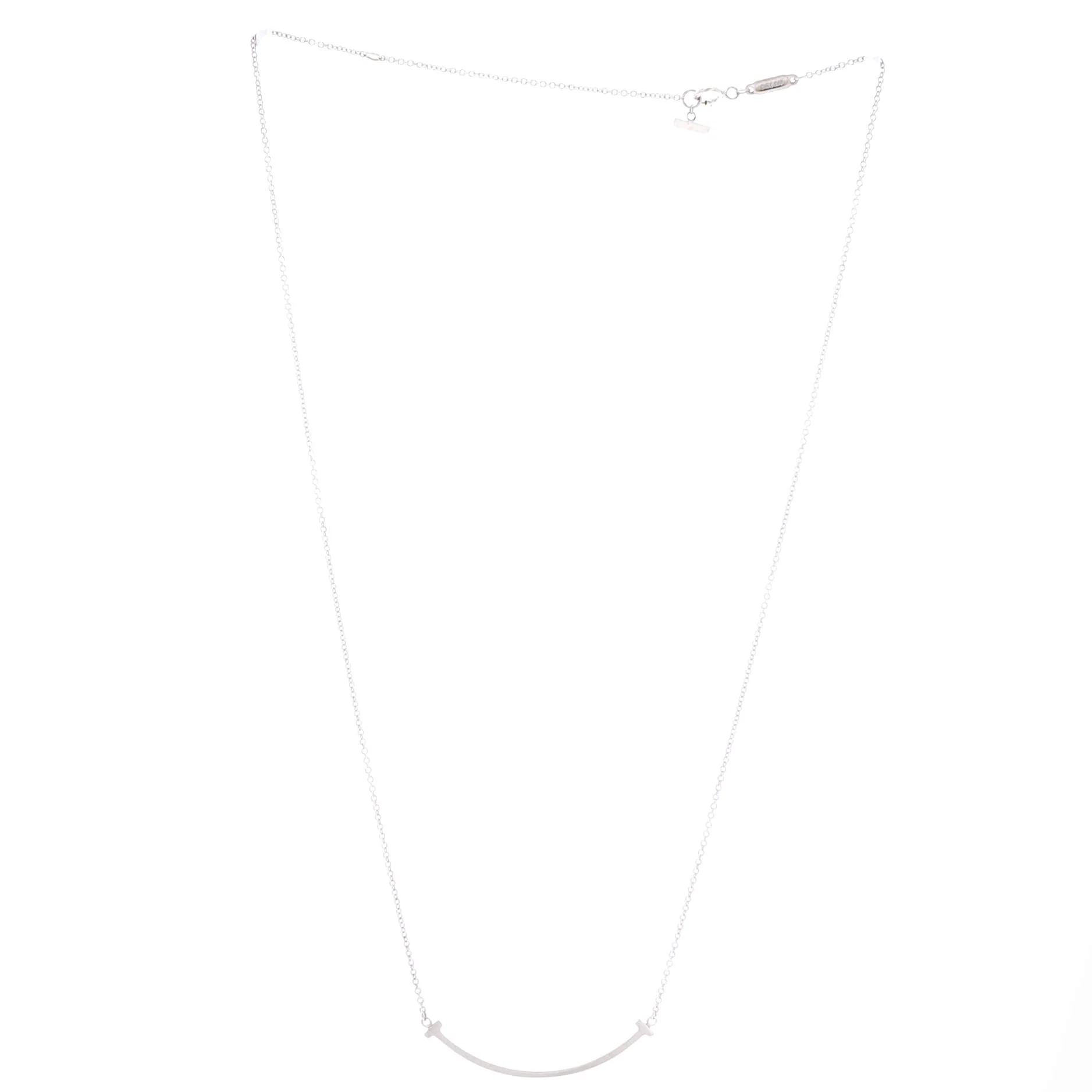 T Smile Pendant Necklace 18K White Gold Small - Image 3