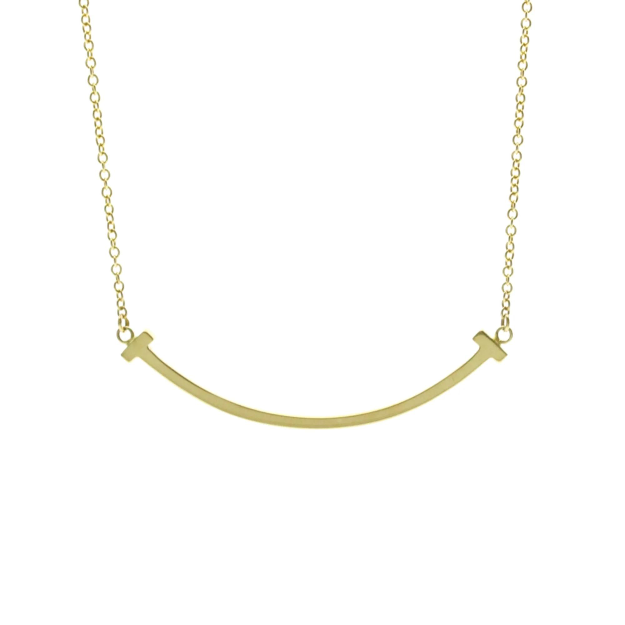 T Smile Pendant Necklace 18K Yellow Gold