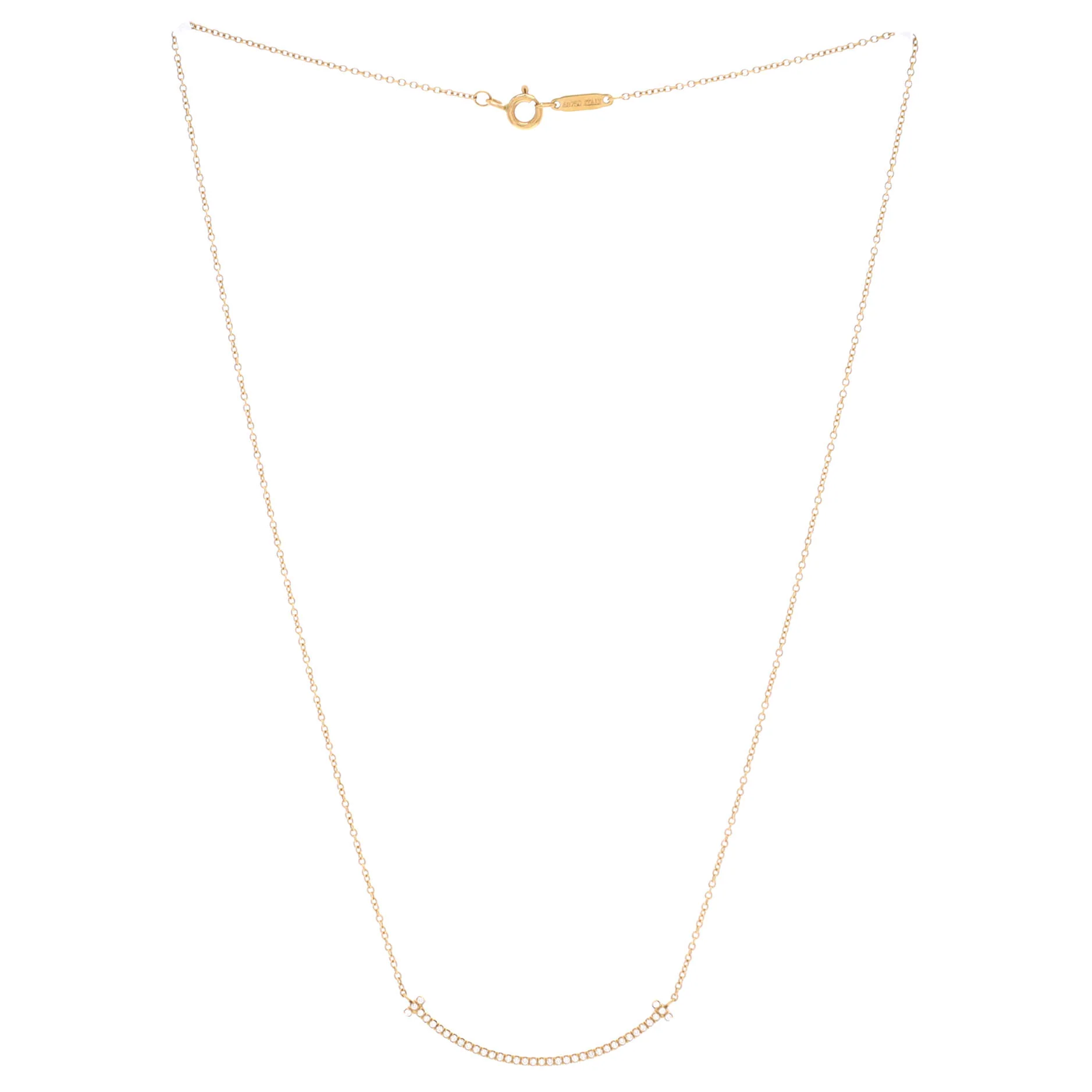 T Smile Pendant Necklace 18K Yellow Gold and Diamonds Small - Image 3