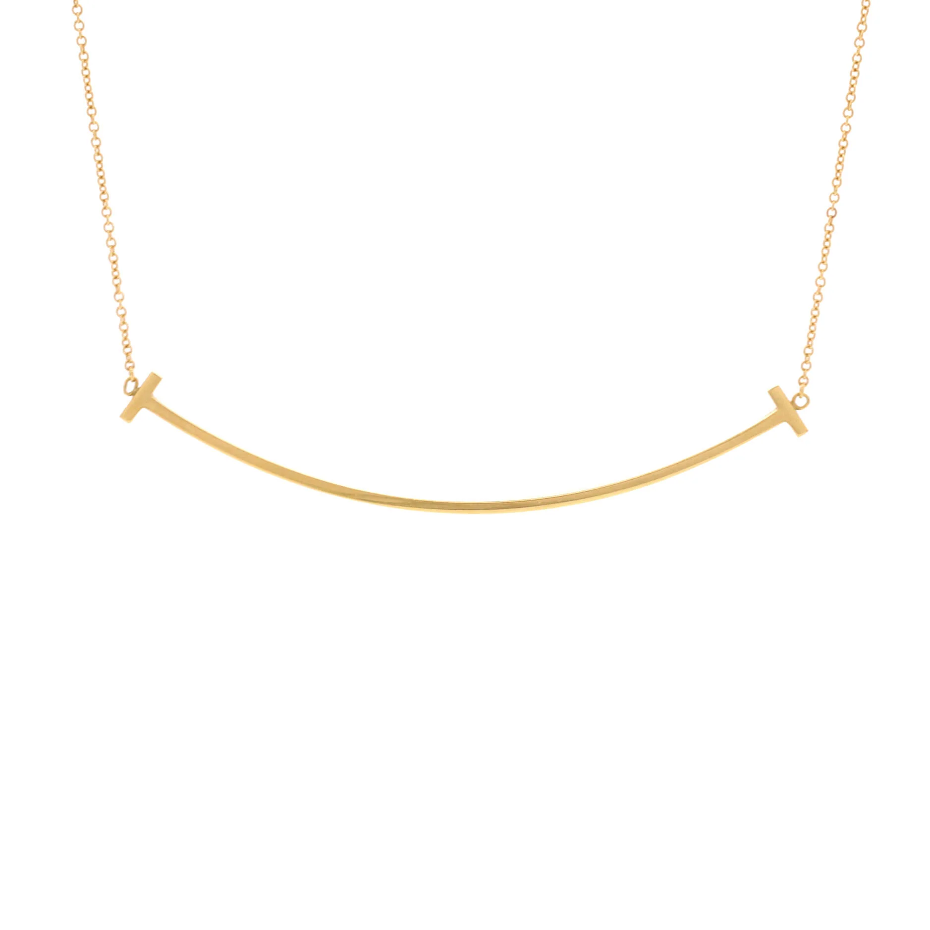 T Smile Pendant Necklace 18K Yellow Gold Large