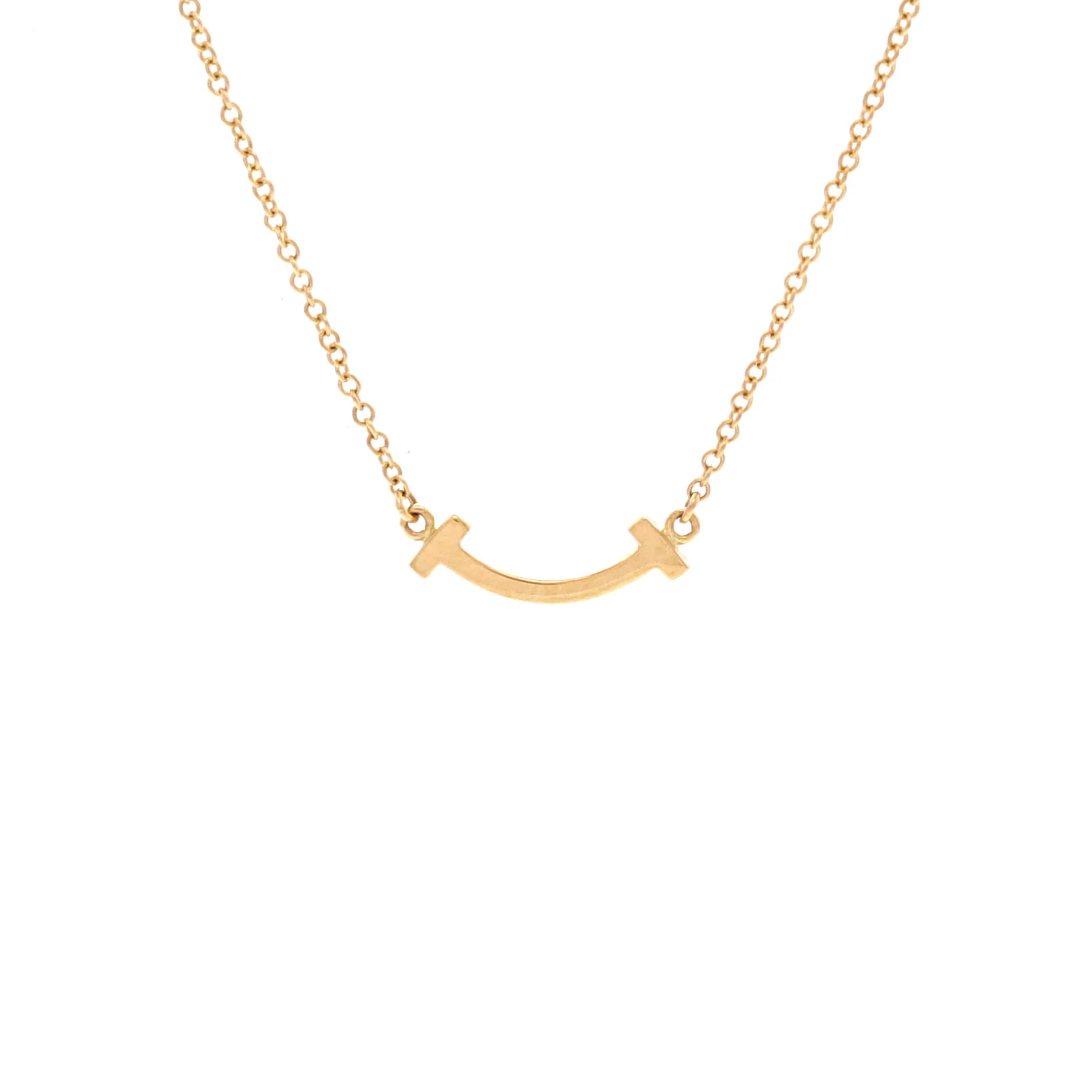T Smile Pendant Necklace 18K Yellow Gold Mini