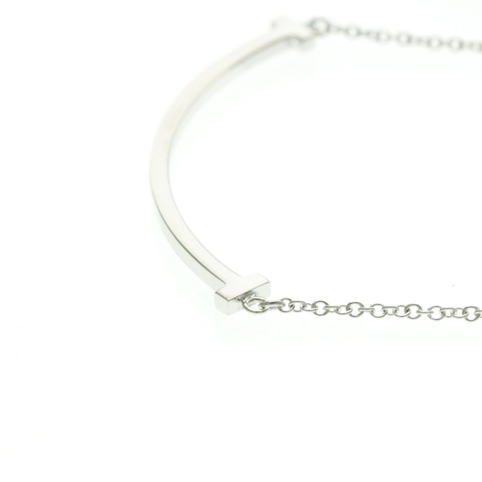 T Smile Pendant Necklace Sterling Silver with 18K White Gold - Image 3