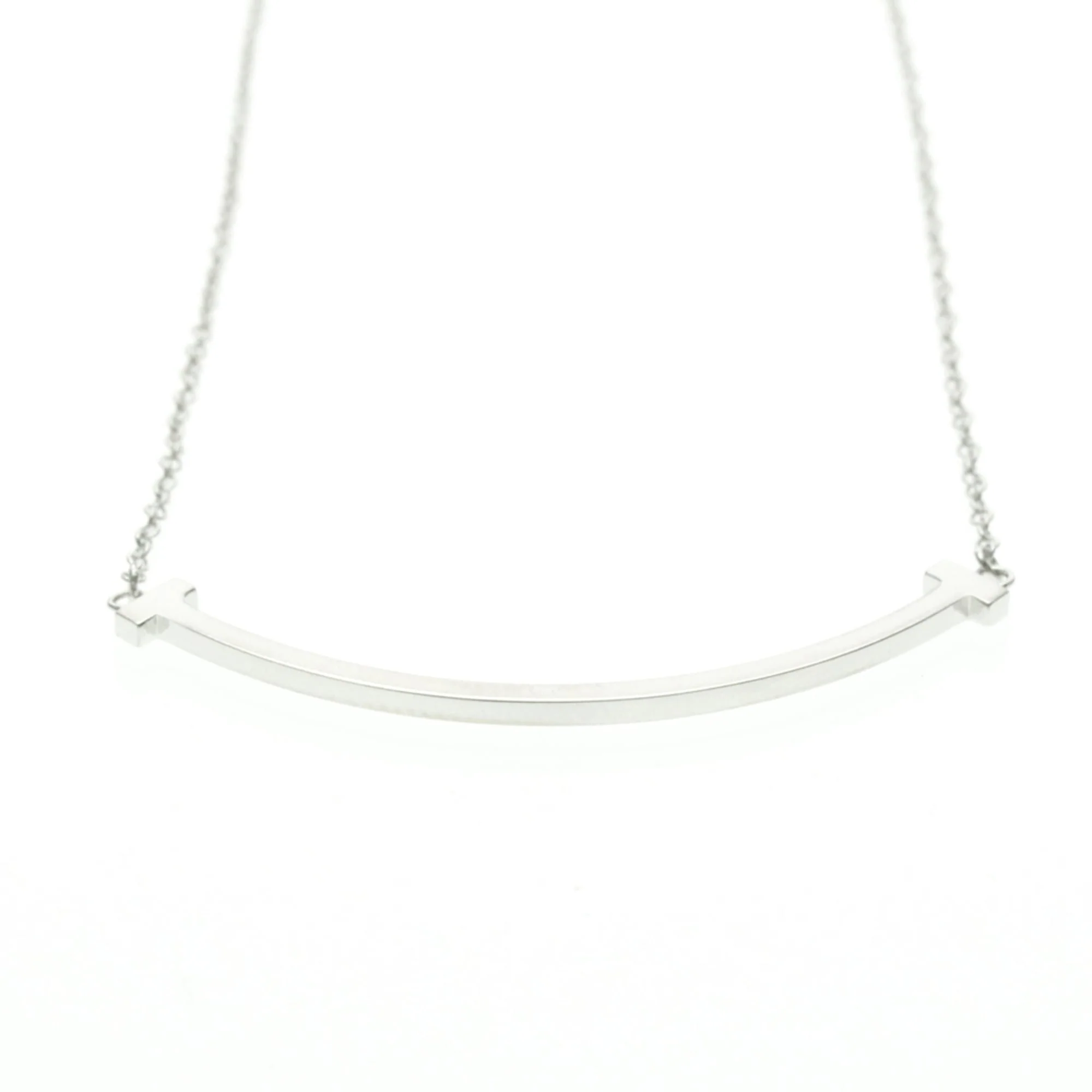 T Smile Pendant Necklace Sterling Silver with 18K White Gold - Image 4