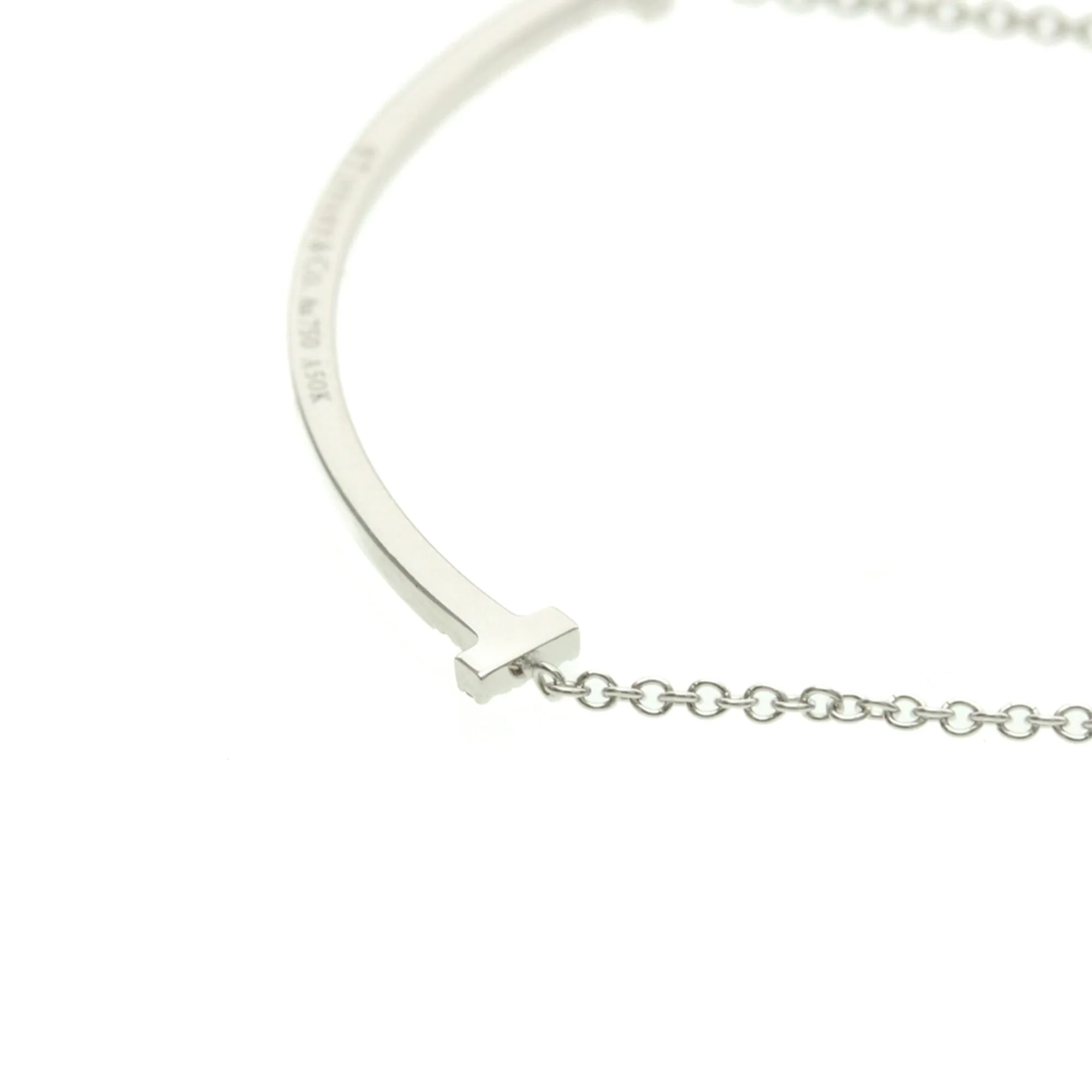 T Smile Pendant Necklace Sterling Silver with 18K White Gold with Diamonds - Image 2