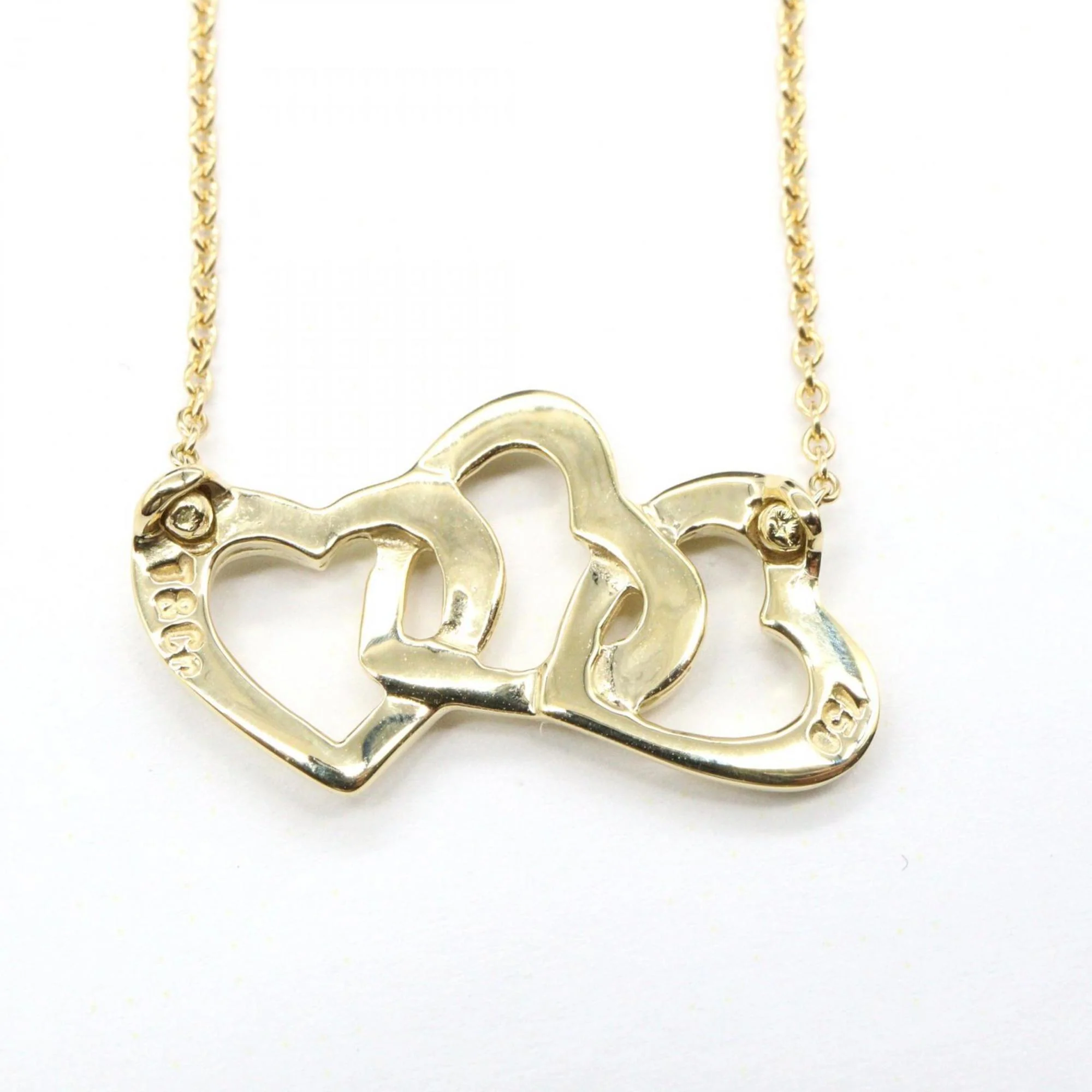 Triple Heart Pendant Necklace 18K Yellow Gold - Image 3