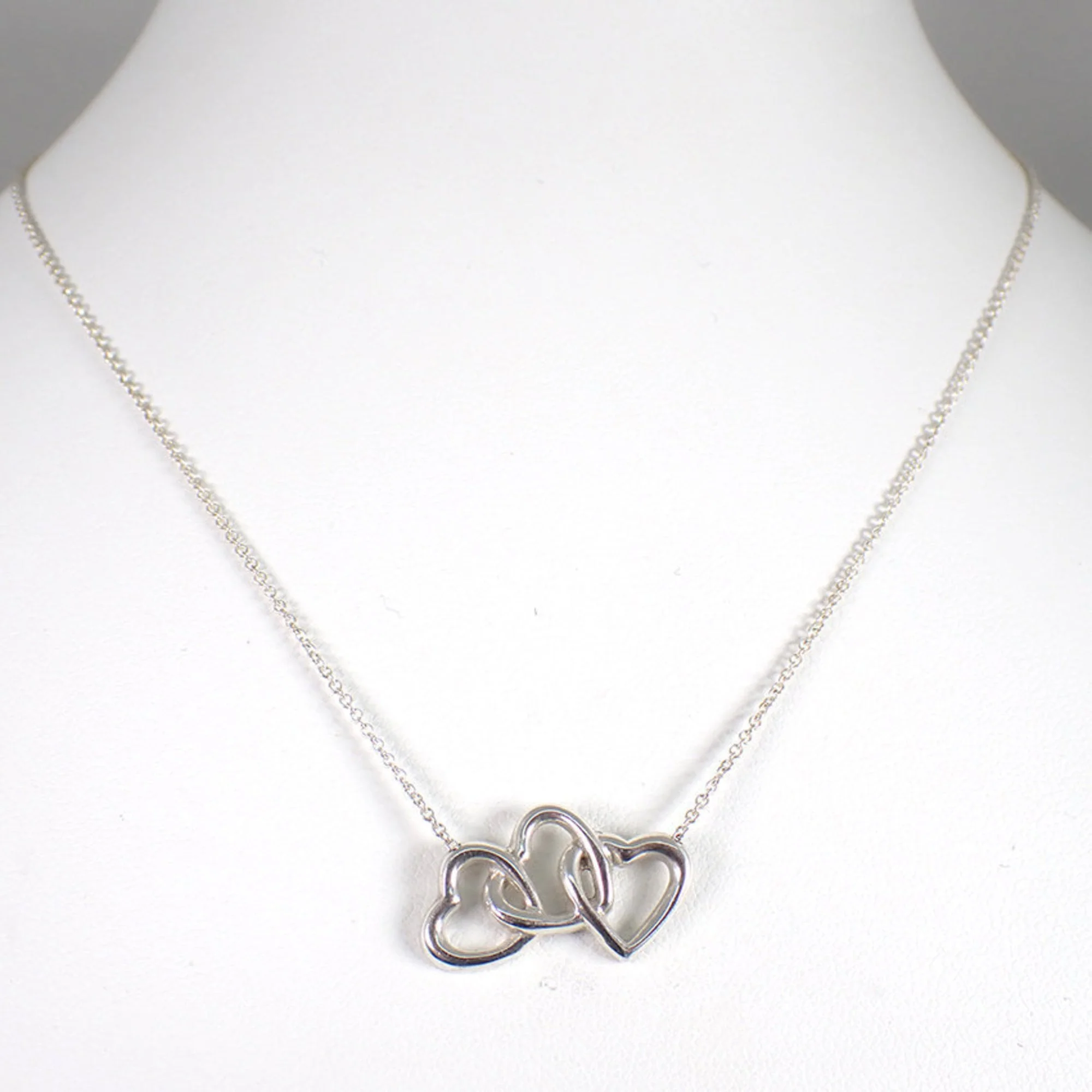 Triple Heart Pendant Necklace Sterling Silver - Image 3