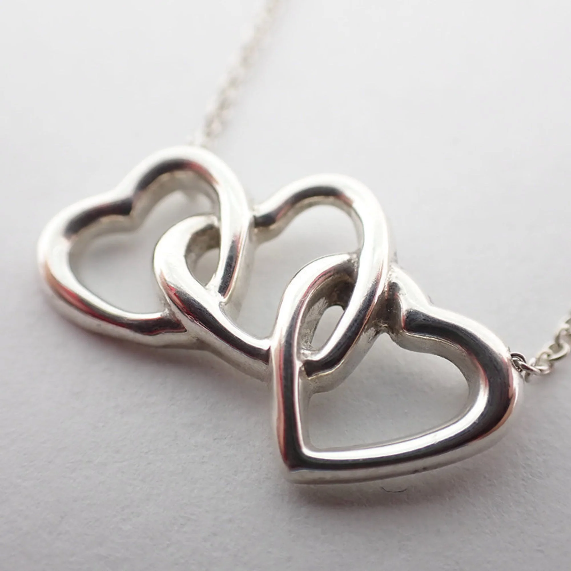 Triple Heart Pendant Necklace Sterling Silver - Image 6