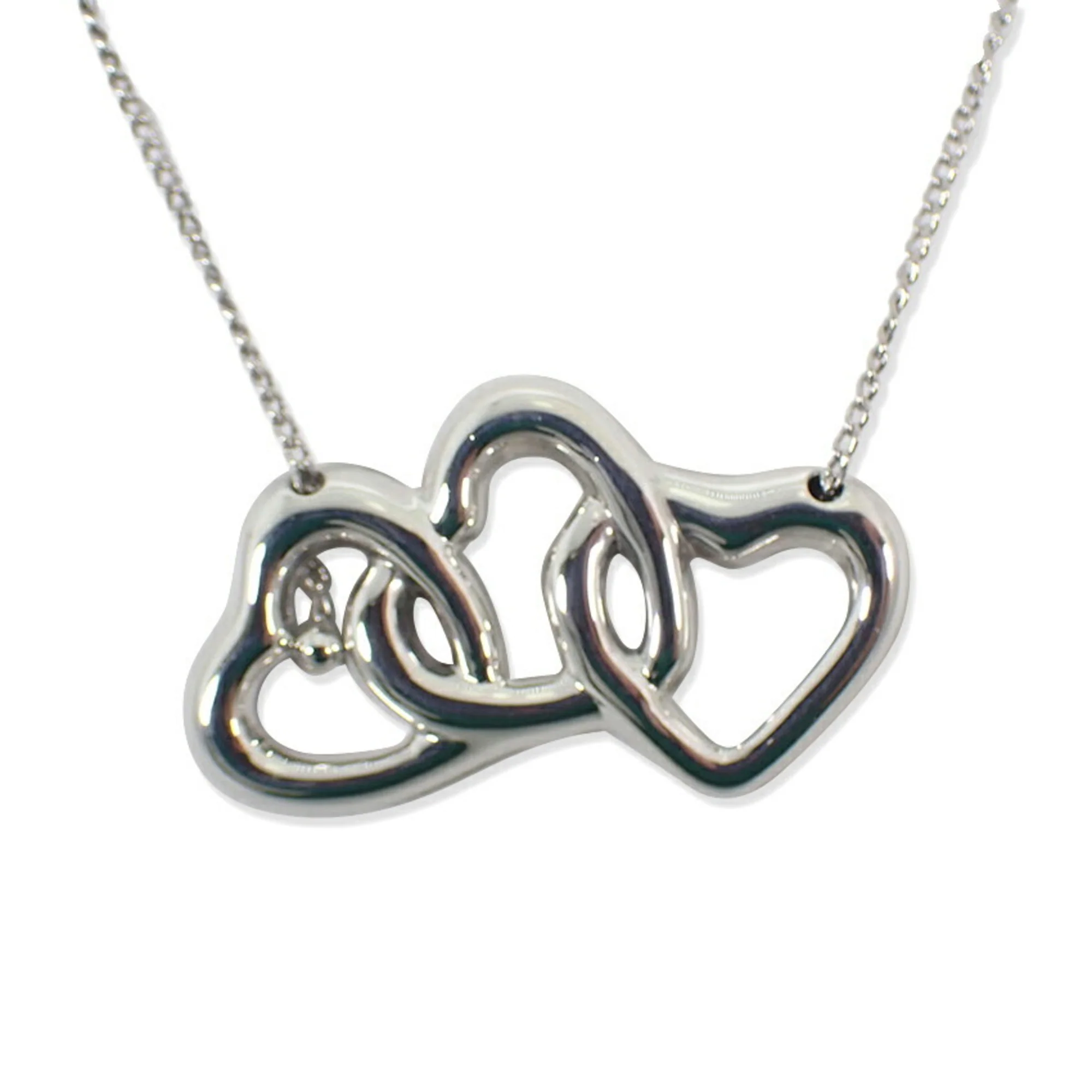 Triple Heart Pendant Necklace Sterling Silver