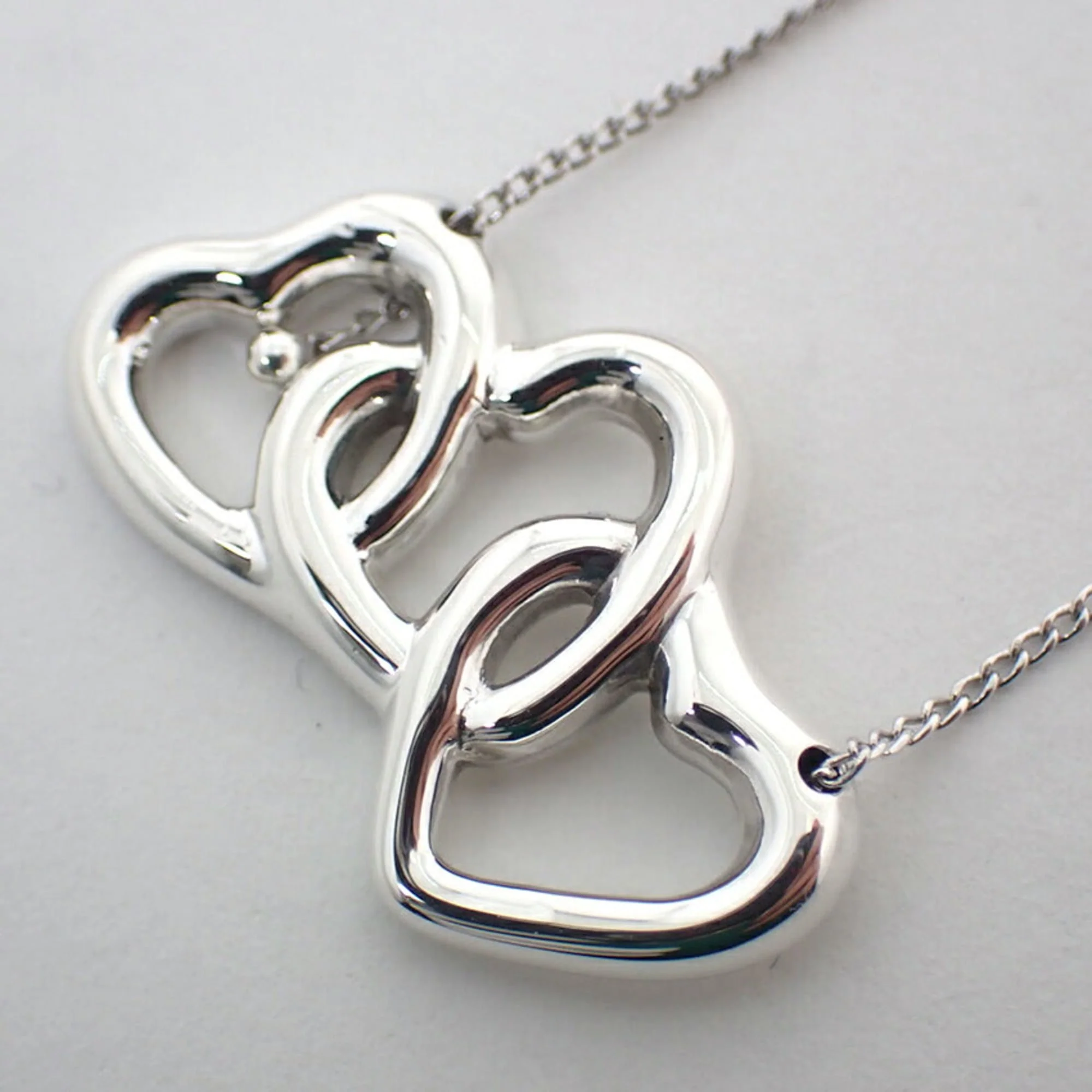 Triple Heart Pendant Necklace Sterling Silver - Image 7