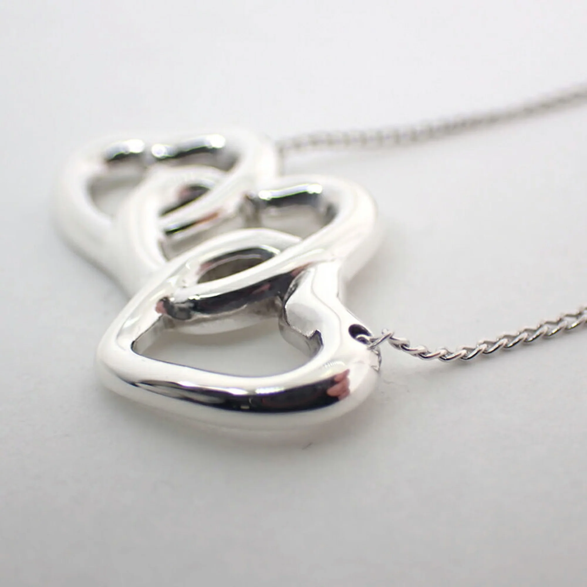 Triple Heart Pendant Necklace Sterling Silver - Image 8