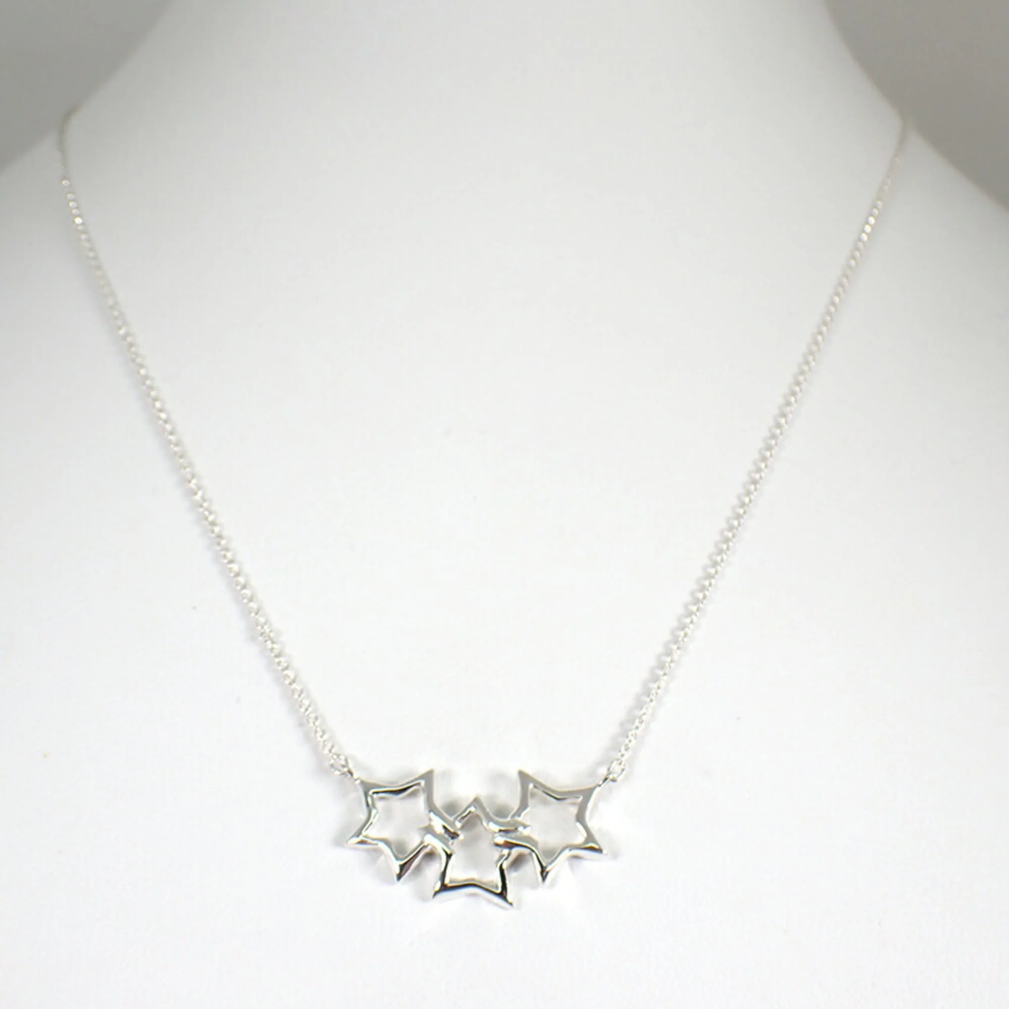 Triple Star Pendant Necklace Sterling Silver - Image 3