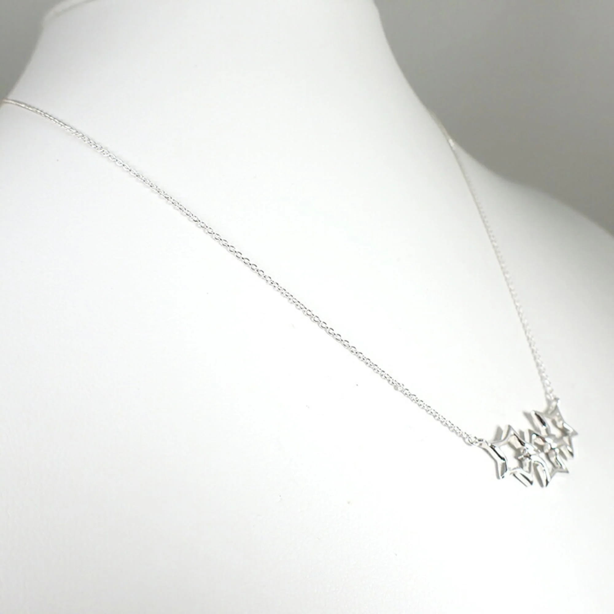Triple Star Pendant Necklace Sterling Silver - Image 4