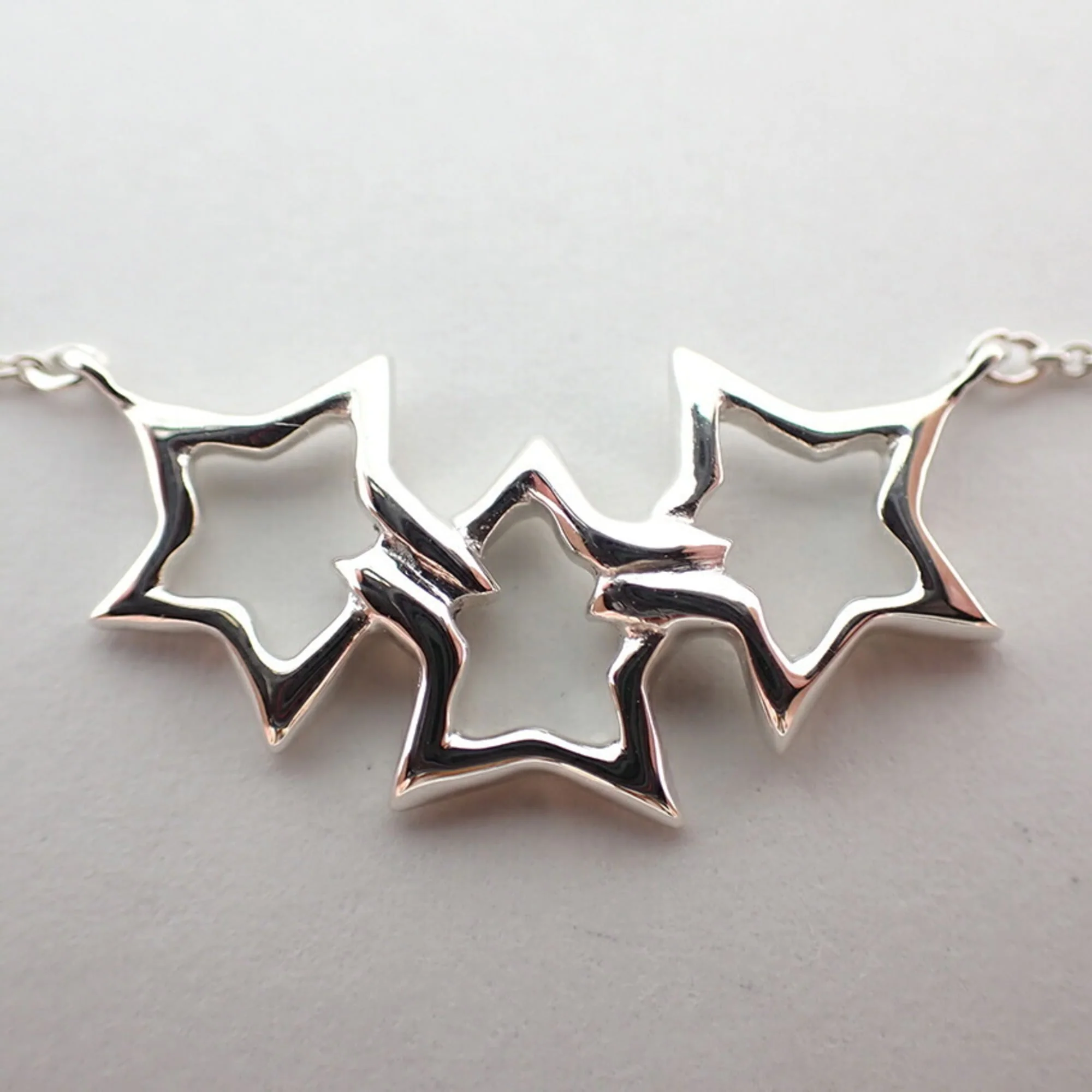 Triple Star Pendant Necklace Sterling Silver - Image 6