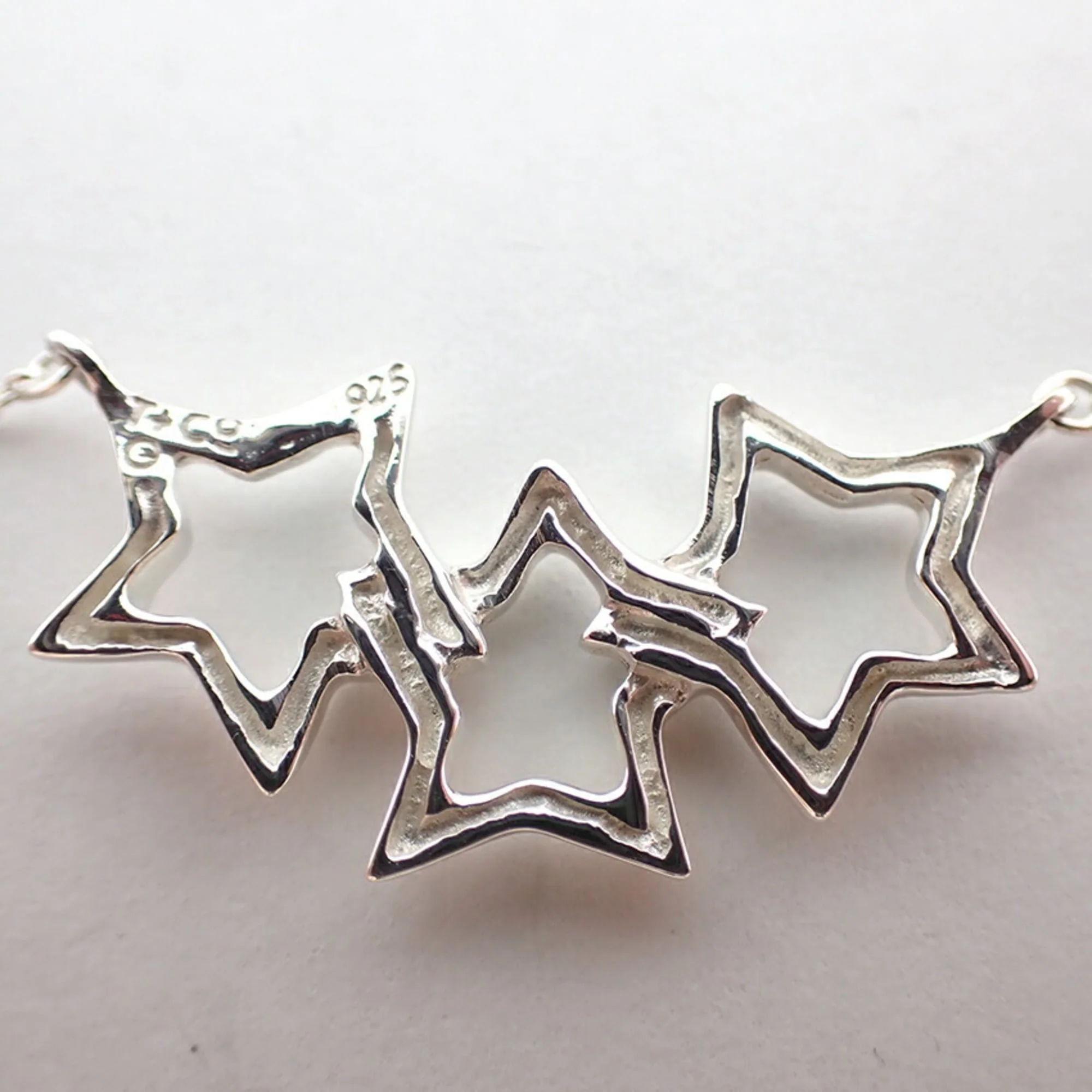Triple Star Pendant Necklace Sterling Silver - Image 8