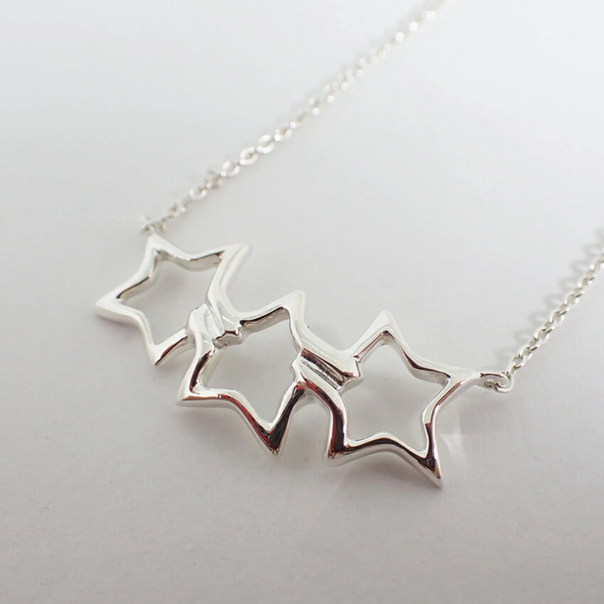 Triple Star Pendant Necklace Sterling Silver - Image 6