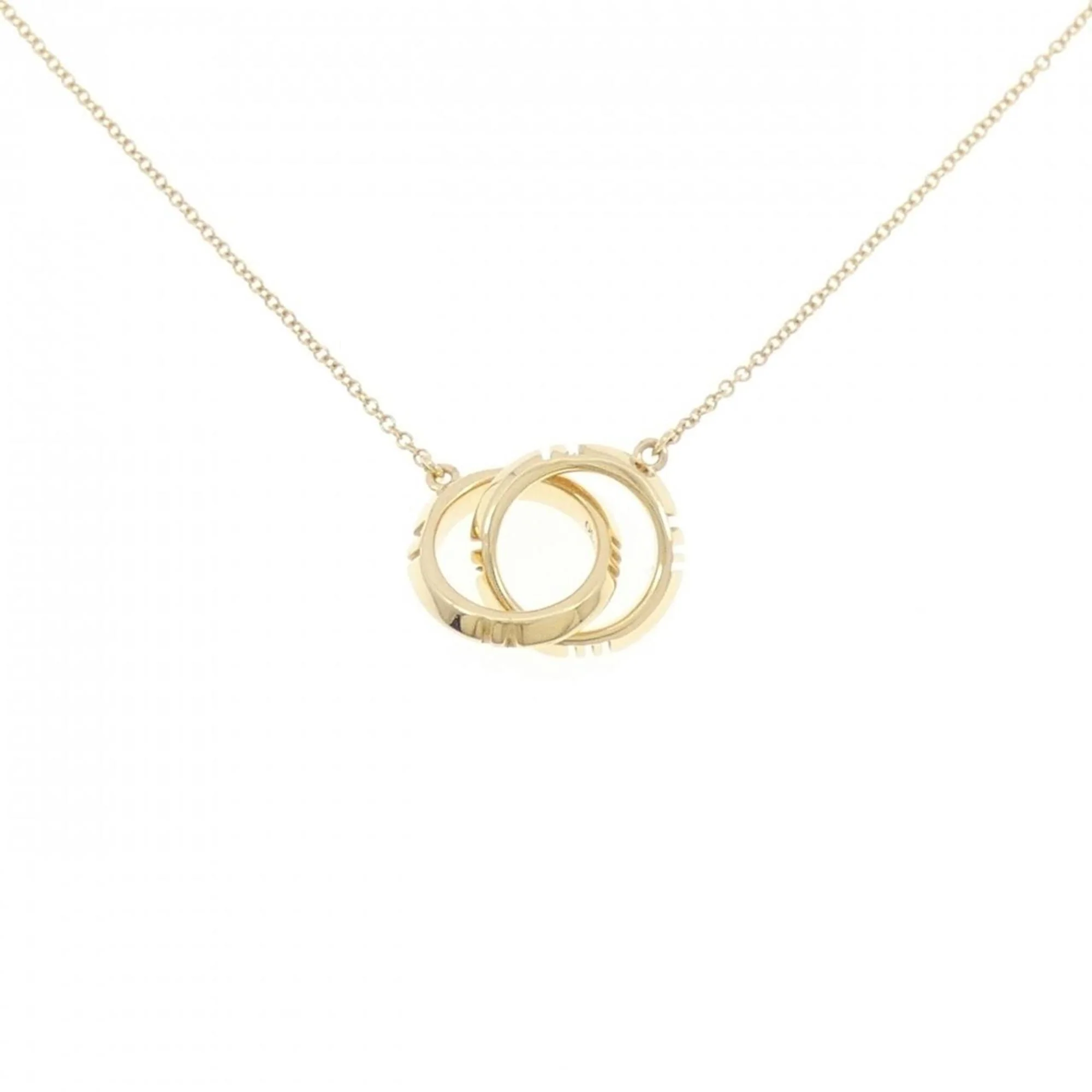 X Closed Interlocking Pendant Necklace 18K Yellow Gold