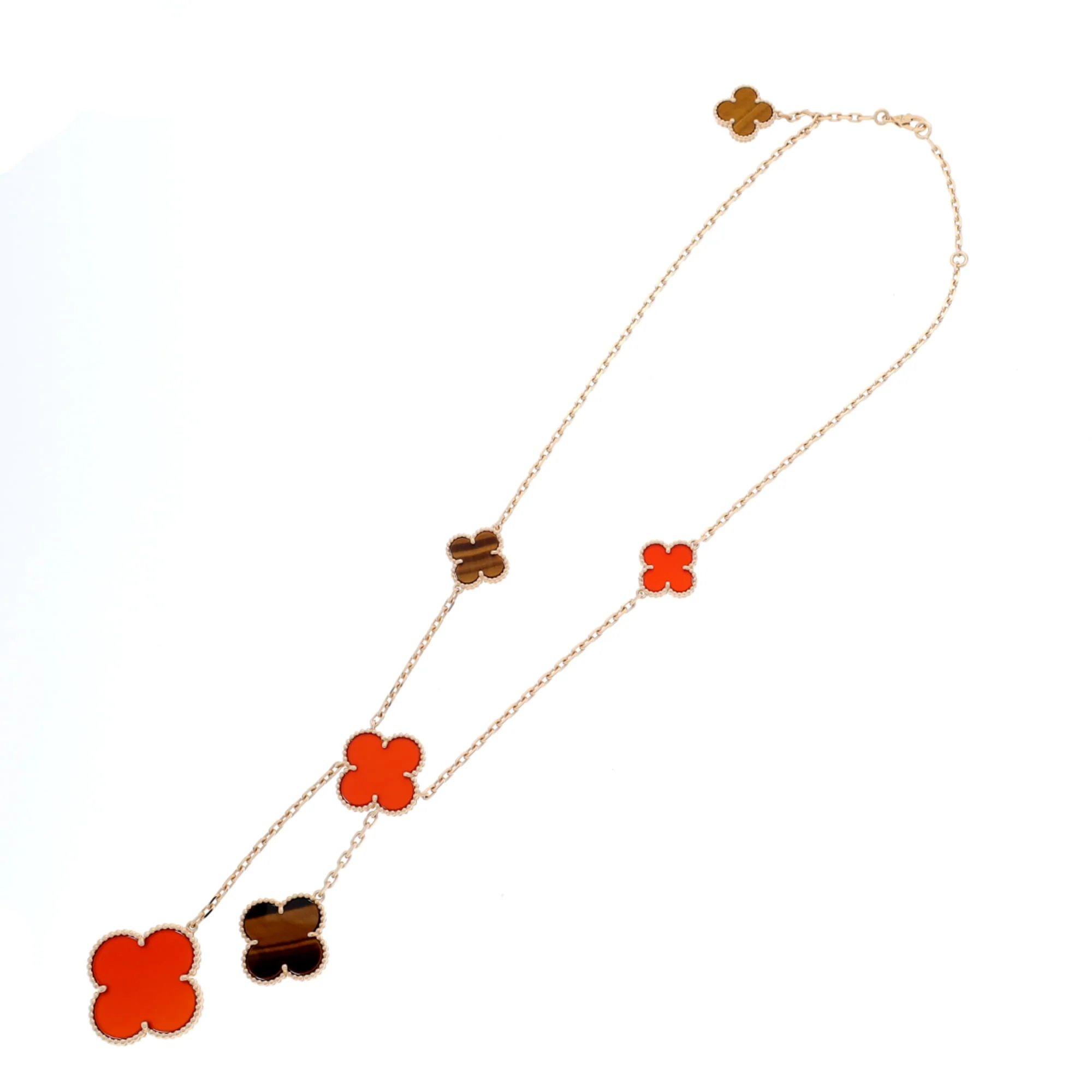 Alhambra Pendant Necklace 18K Yellow Gold and Carnelian - Image 8